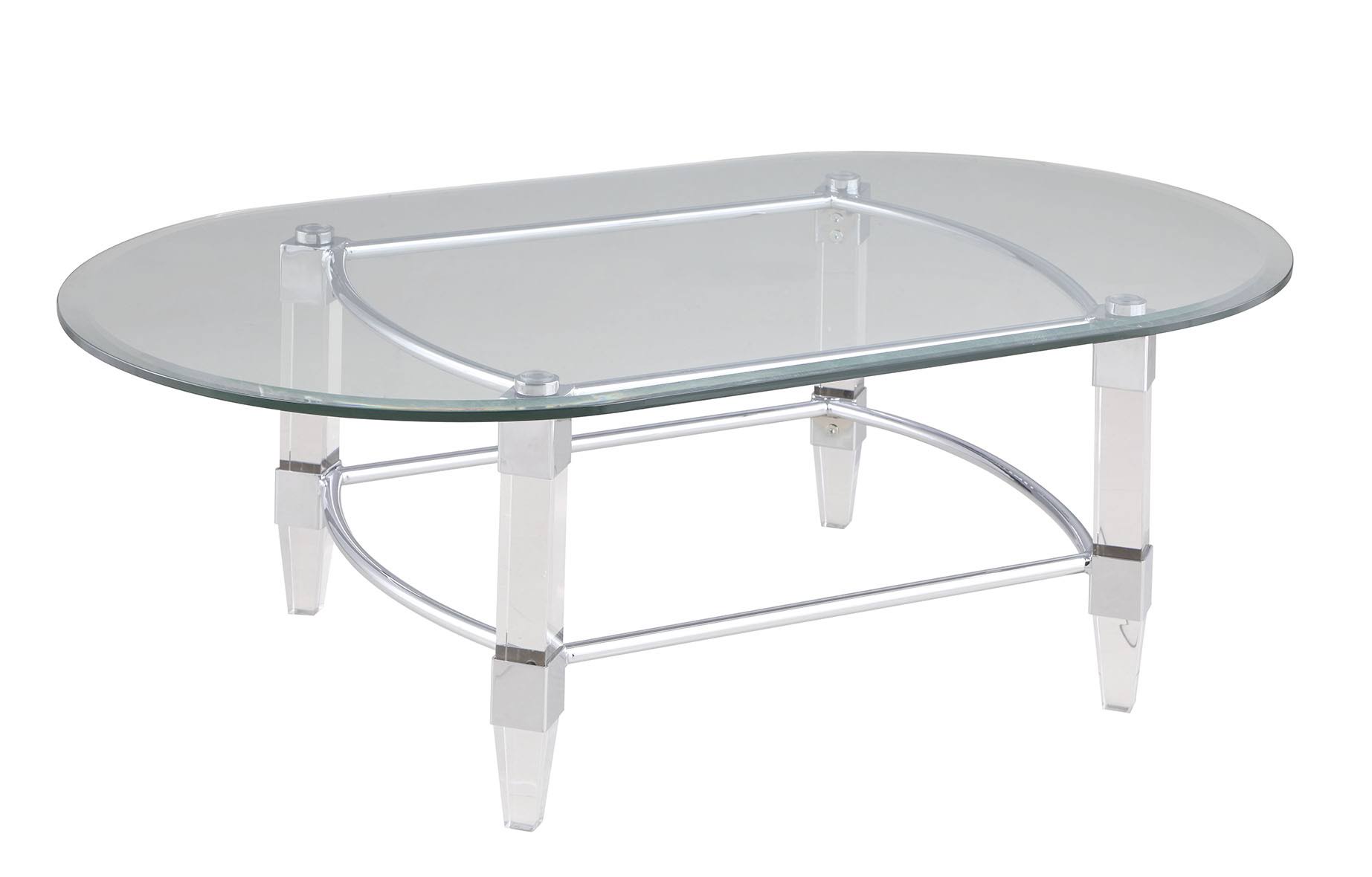 Contemporary Oval Glass Top Cocktail Table - Chintaly - 4038-CT-OVL ...