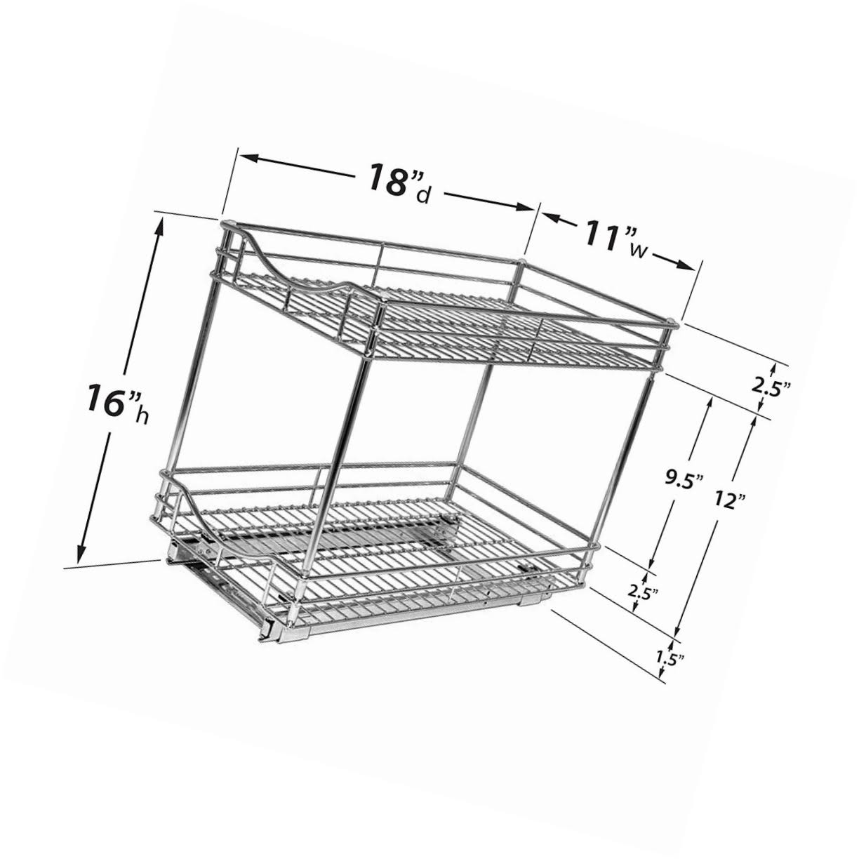 Lynk Professional Slide Out Double Shelf Pull Out Two Tier - WXF-02