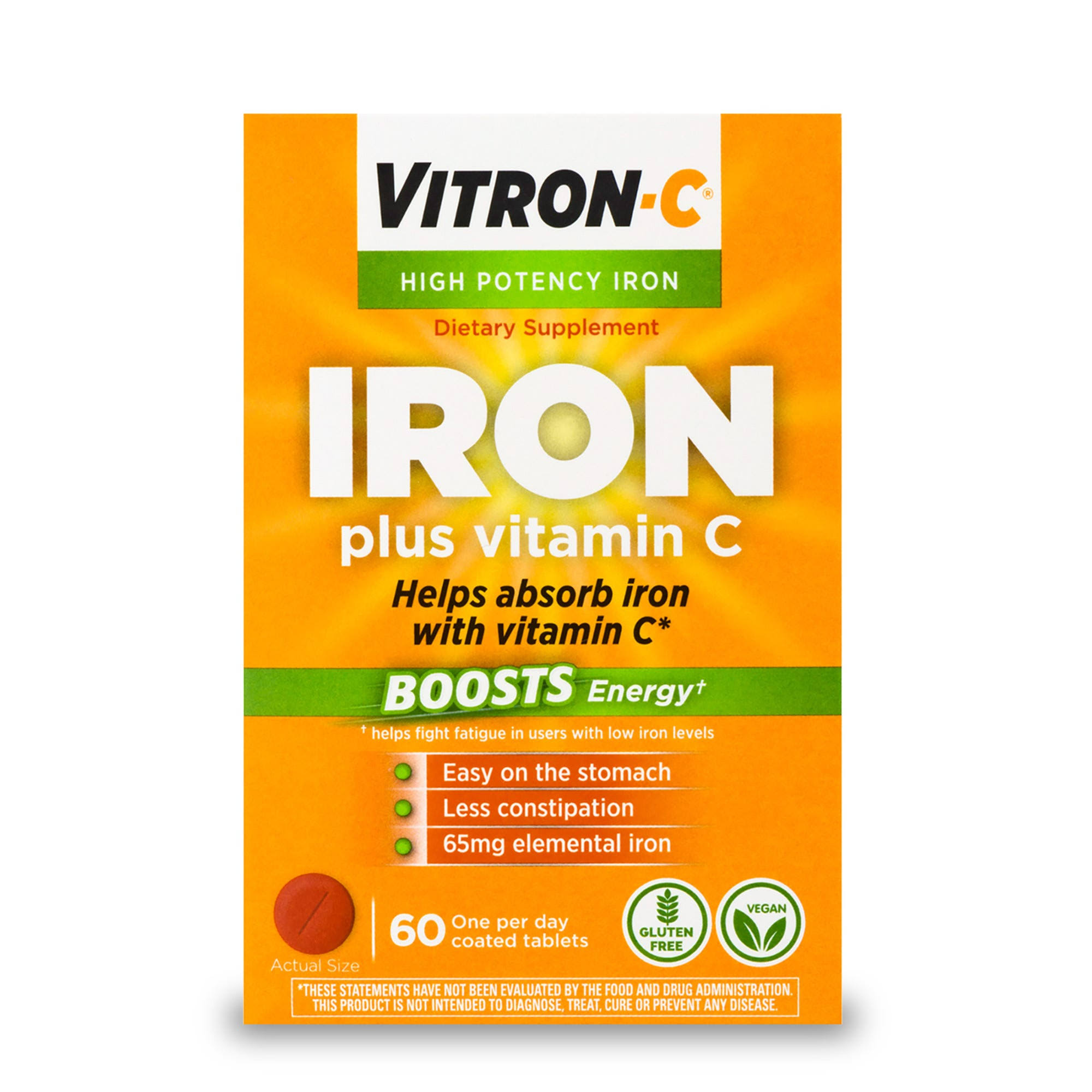 VitronC Iron, High Potency, Plus Vitamin C, Coated Tablets 60