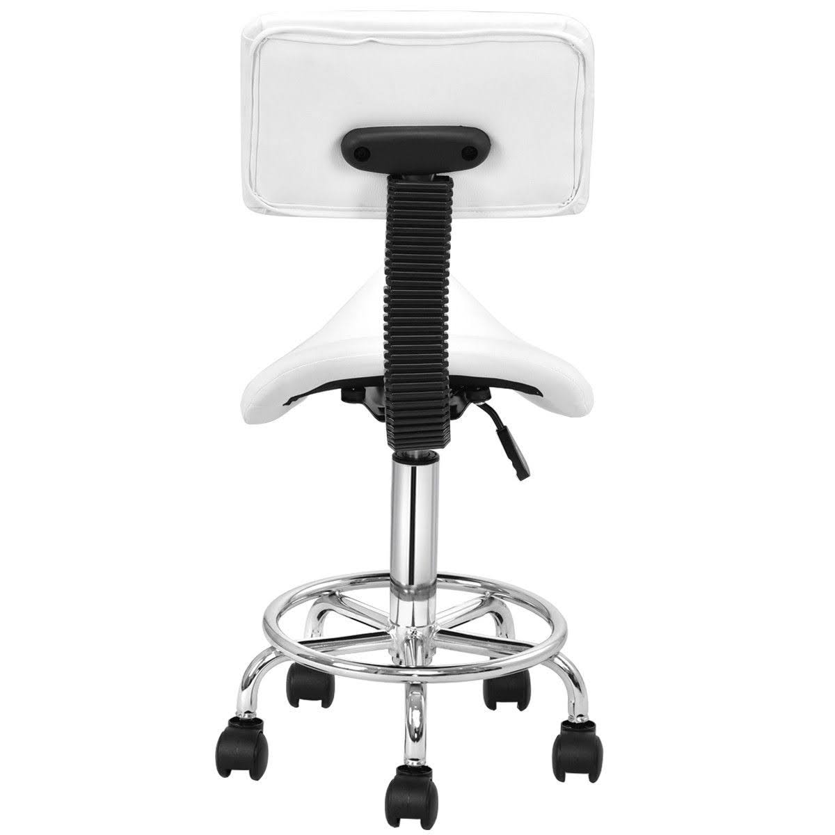 Costway White Adjustable Saddle Salon Stool Rolling Massage Chair with