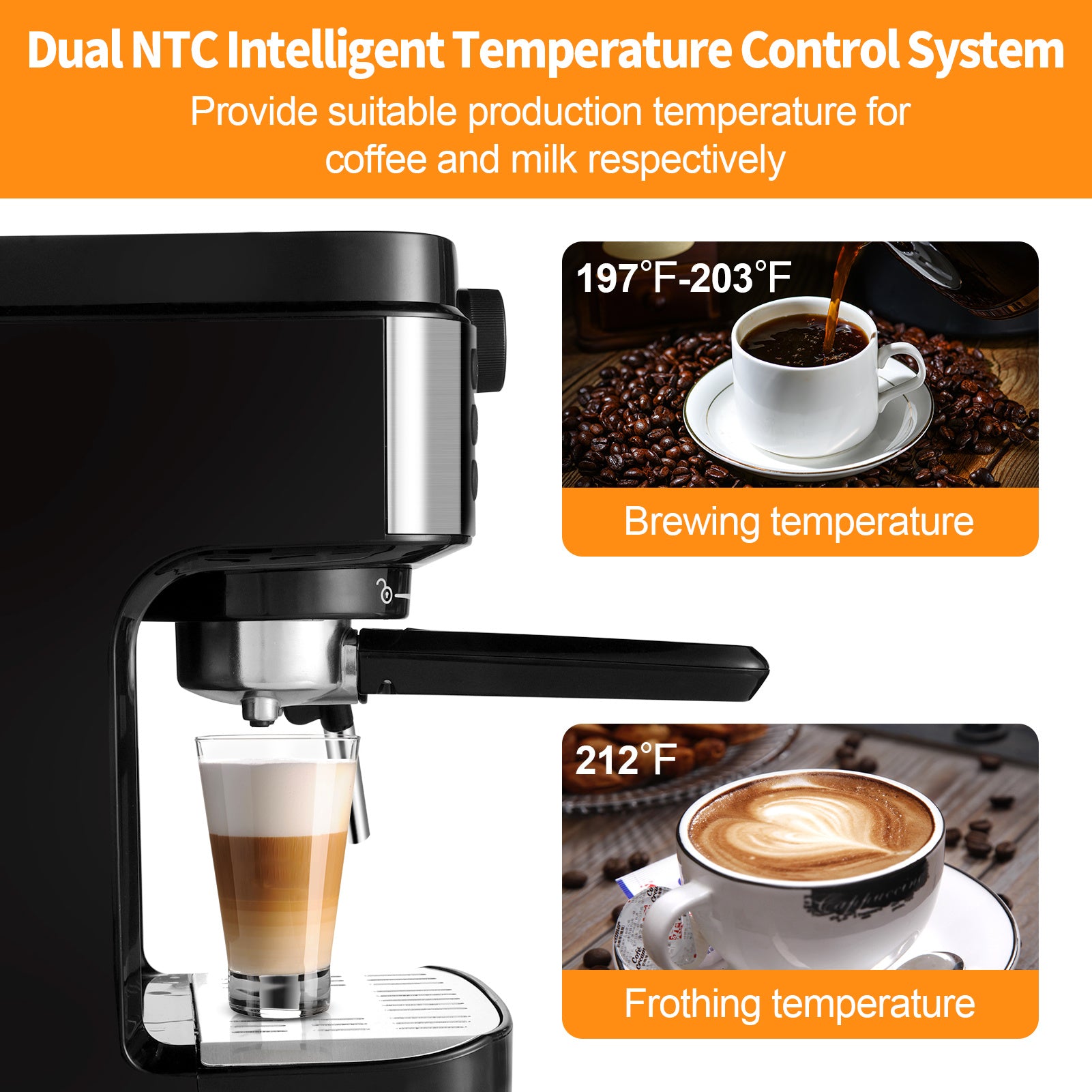 1300W High Performance NoLeaking 900Ml Removable Water Tank Espresso Machine 20 Bar