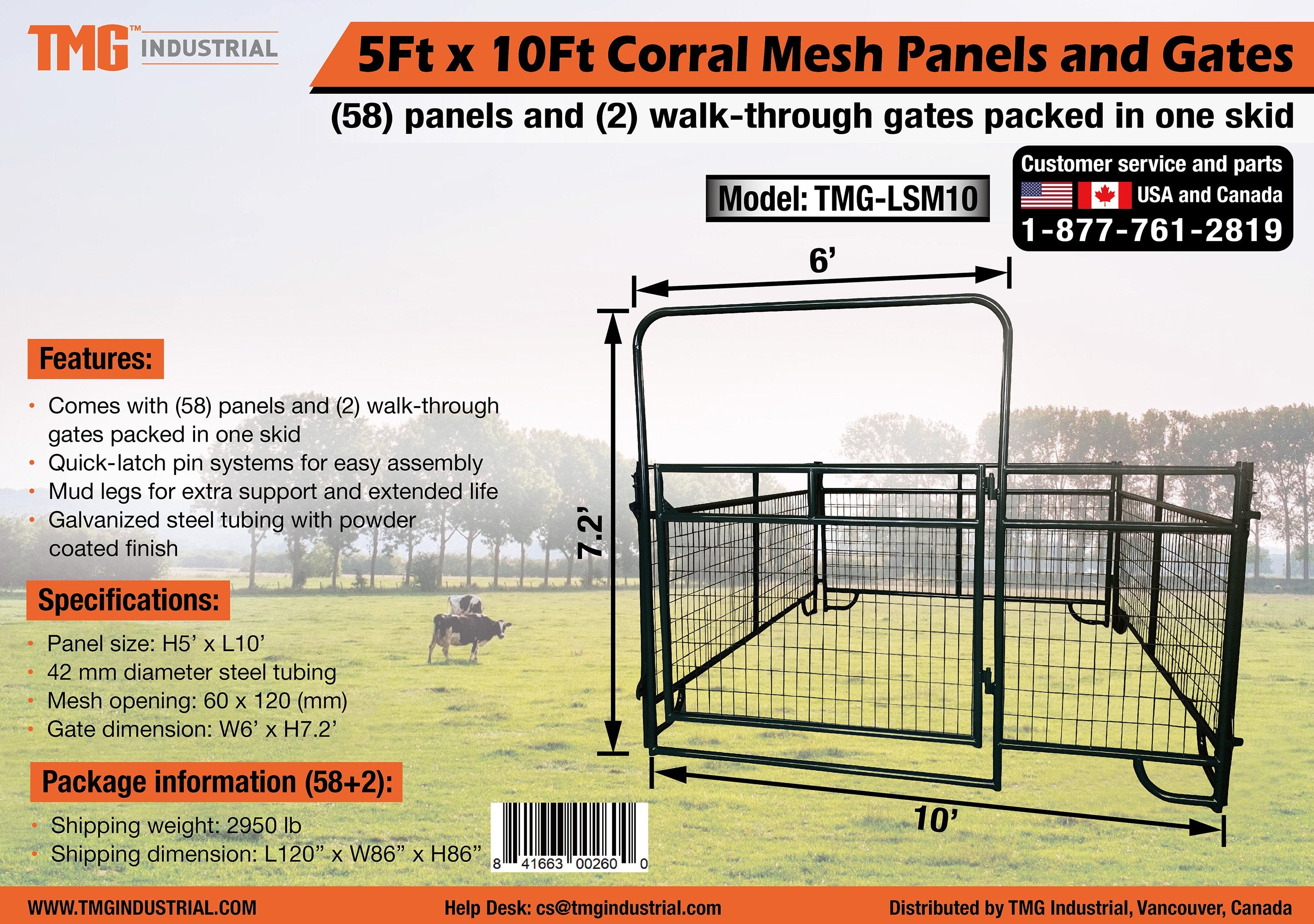 TMG-LSM10 5' x 10' Livestock Corral Mesh Panels and Gates (58 panels ...