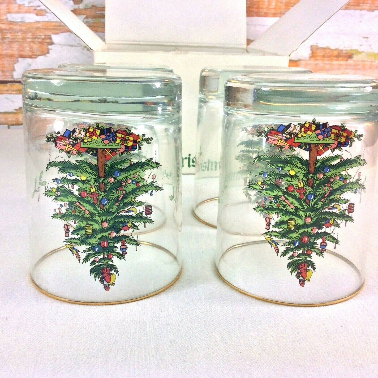 Spode Christmas Tree Double OldFashioned Glasses Set of 4 Green WGL03