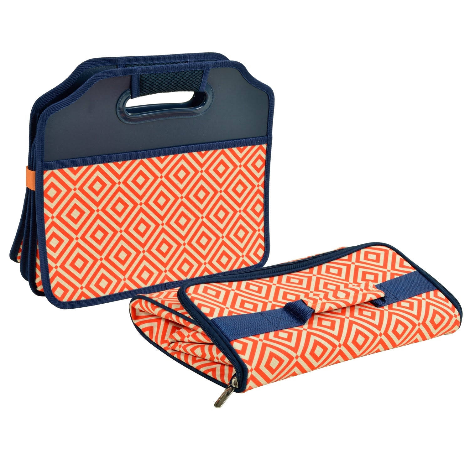 Picnic at Ascot Trunk Organizer and Cooler Set Diamond Orange WGL03