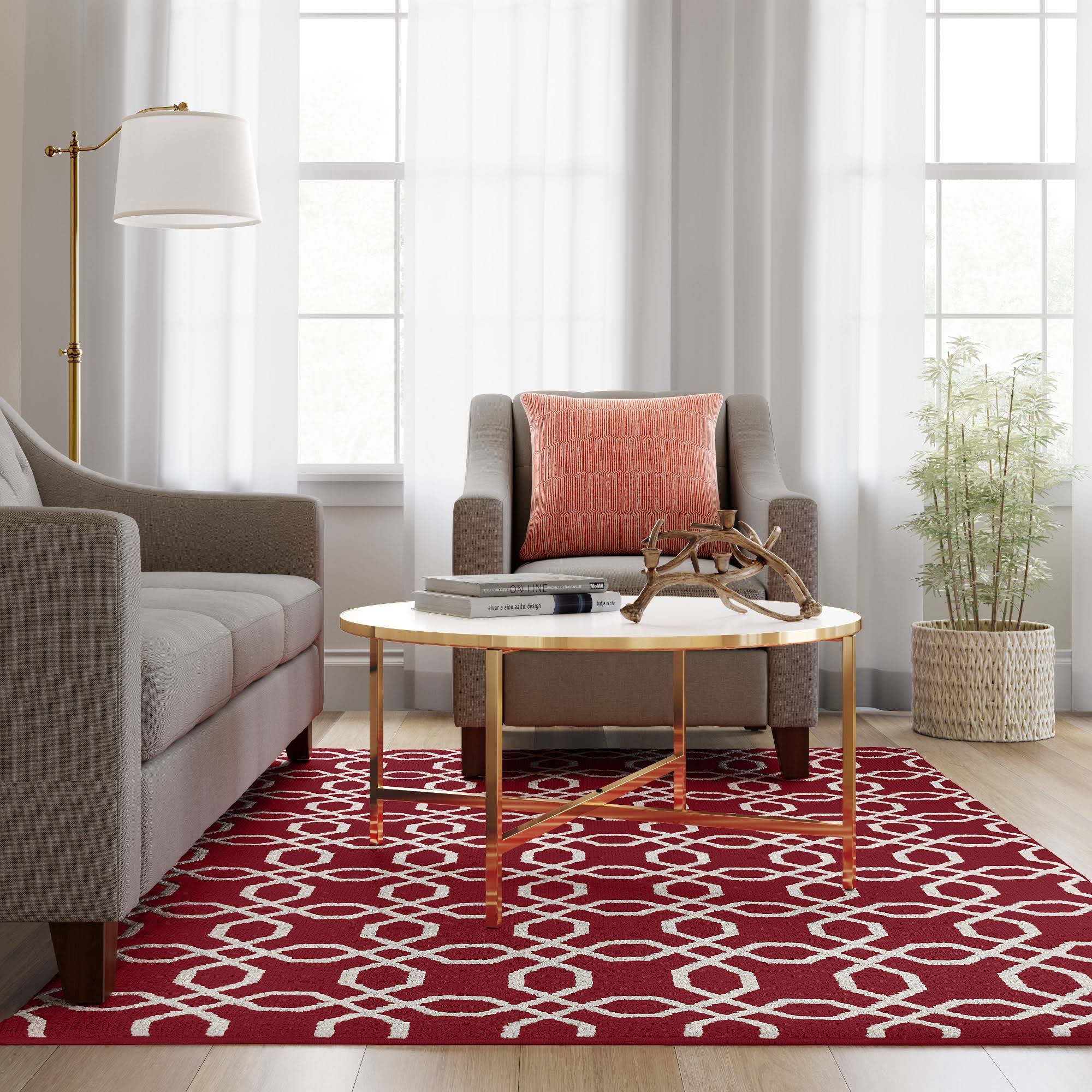 5&x7& Tufted and Looped Area Rug Trellis Red Threshold WGL03