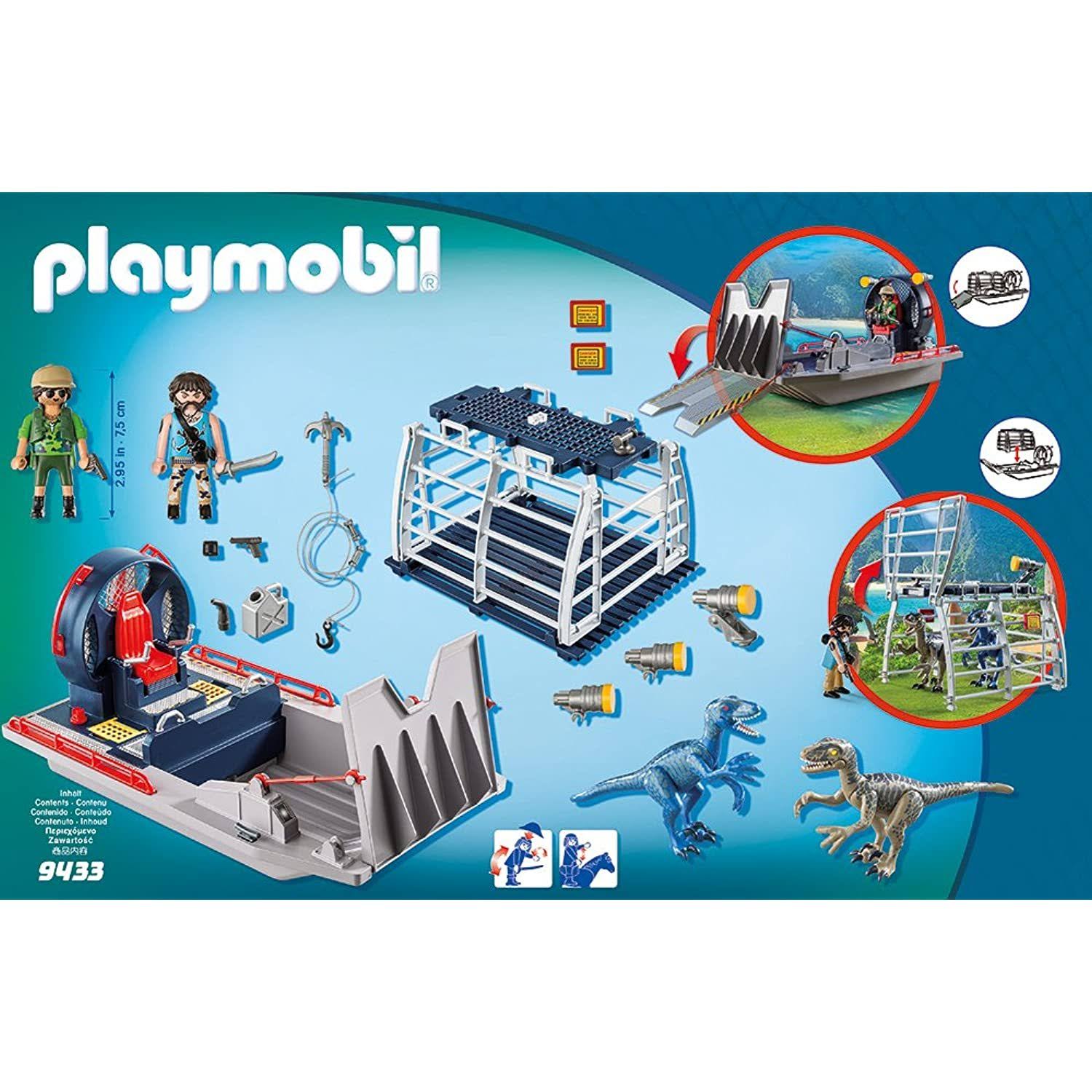 playmobil enemy airboat with raptor building set