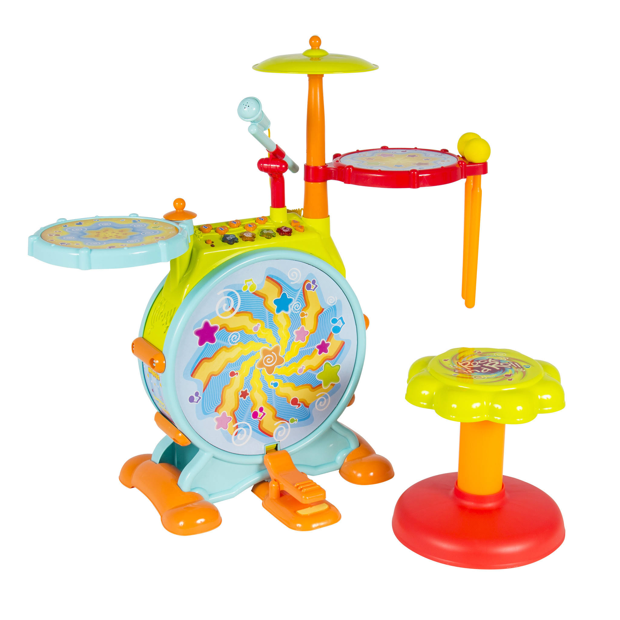 Best Choice Products Kids Electronic Toy Drum Set with Adjustable Singalong Microphone and