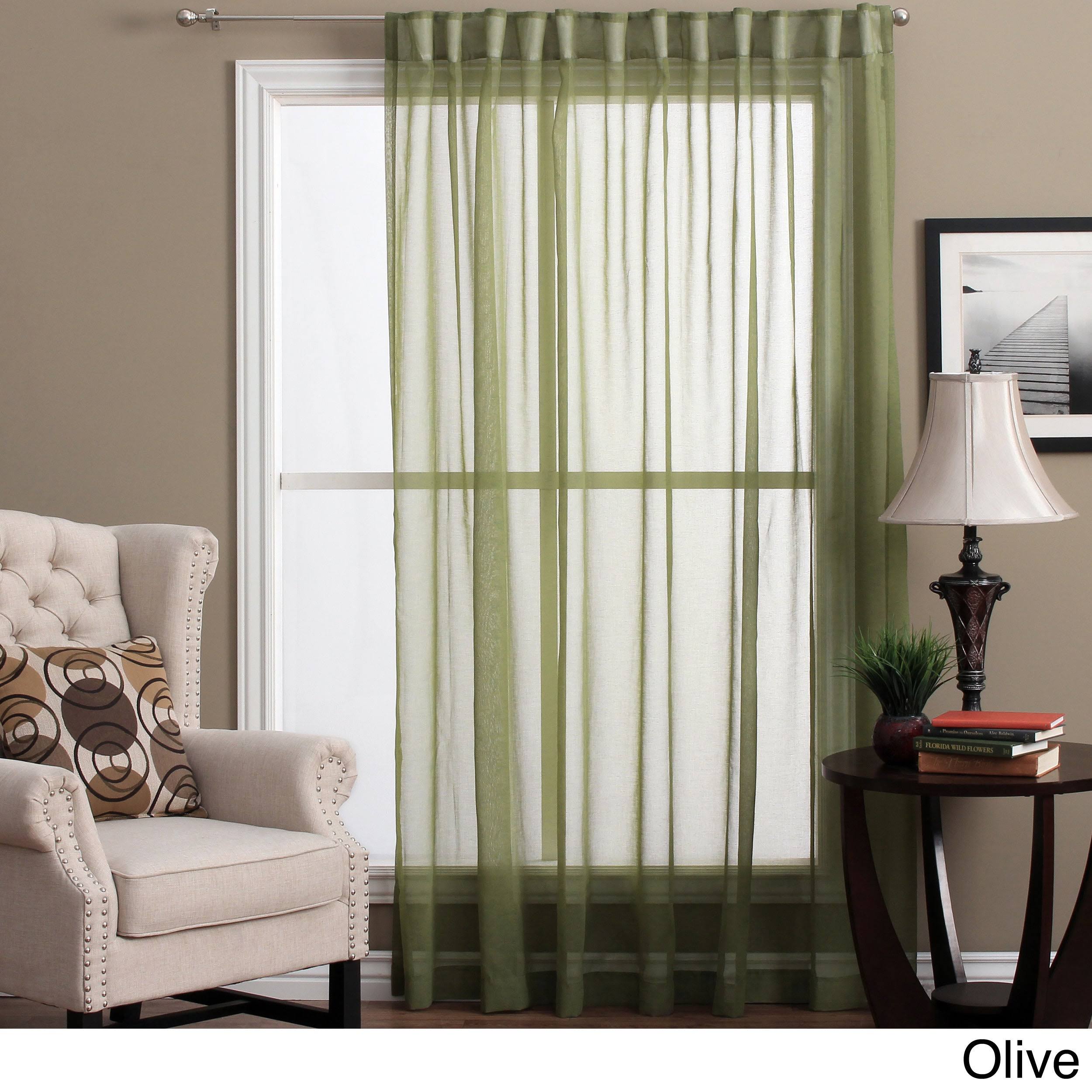 Lucerne Wanda Pleat Back Tab Patio Curtain Panel 104 x 84 Olive WGL03