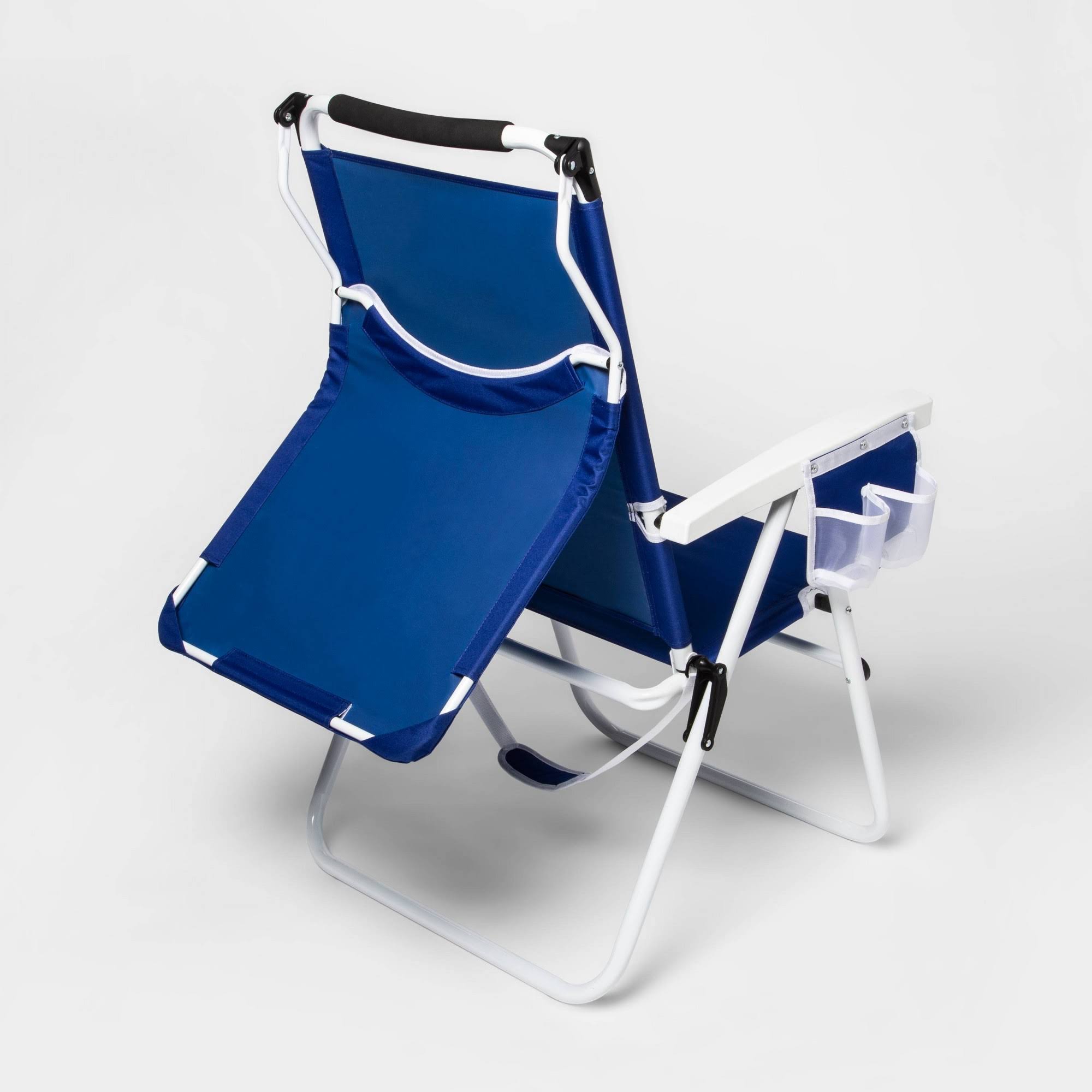 Deluxe Beach Backpack Chair with Built in Shade Blue Sun Squad WGL03