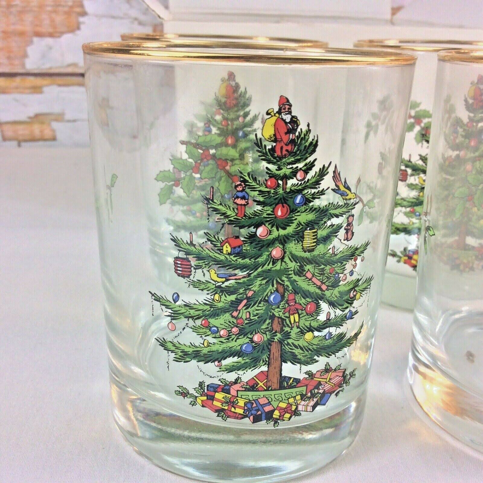 Spode Christmas Tree Double OldFashioned Glasses Set of 4 Green WGL03