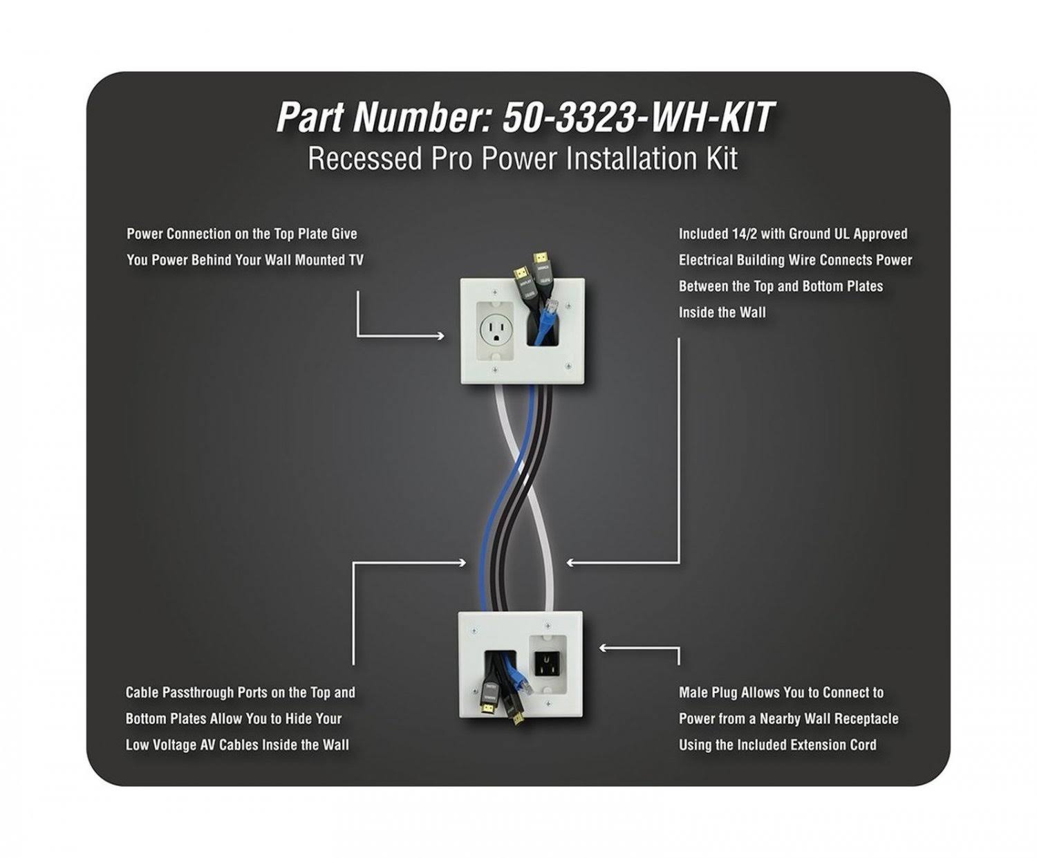 503323whkit Flat Panel TV Cable Organizer Kit with Power