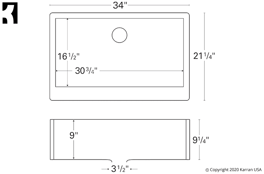 Karran Quartz Apron Front / Farmhouse Kitchen Sink 34 in. Single Bowl ...