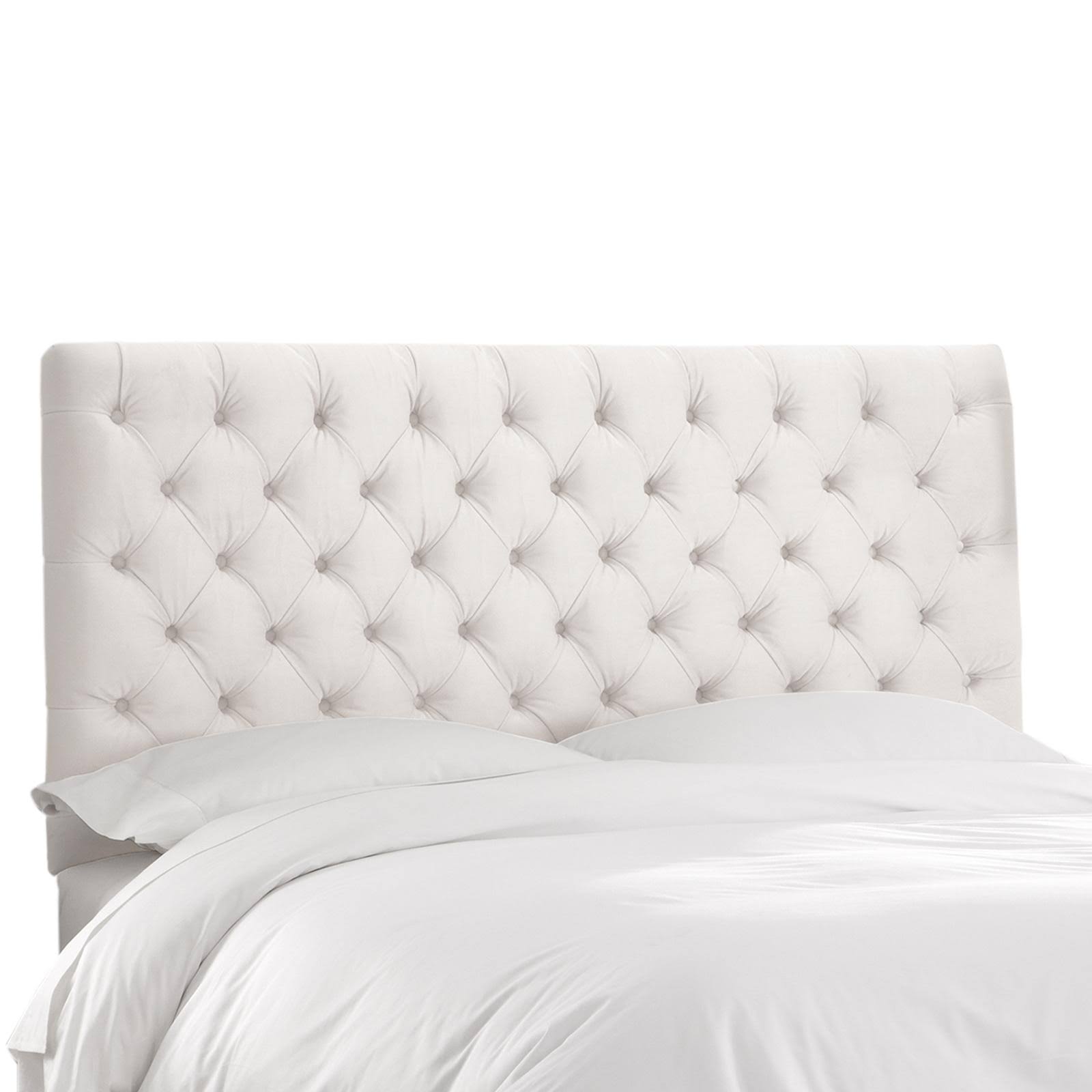 Skyline Tufted Velvet Tall Upholstered Headboard Velvet White, Size Twin WGL03