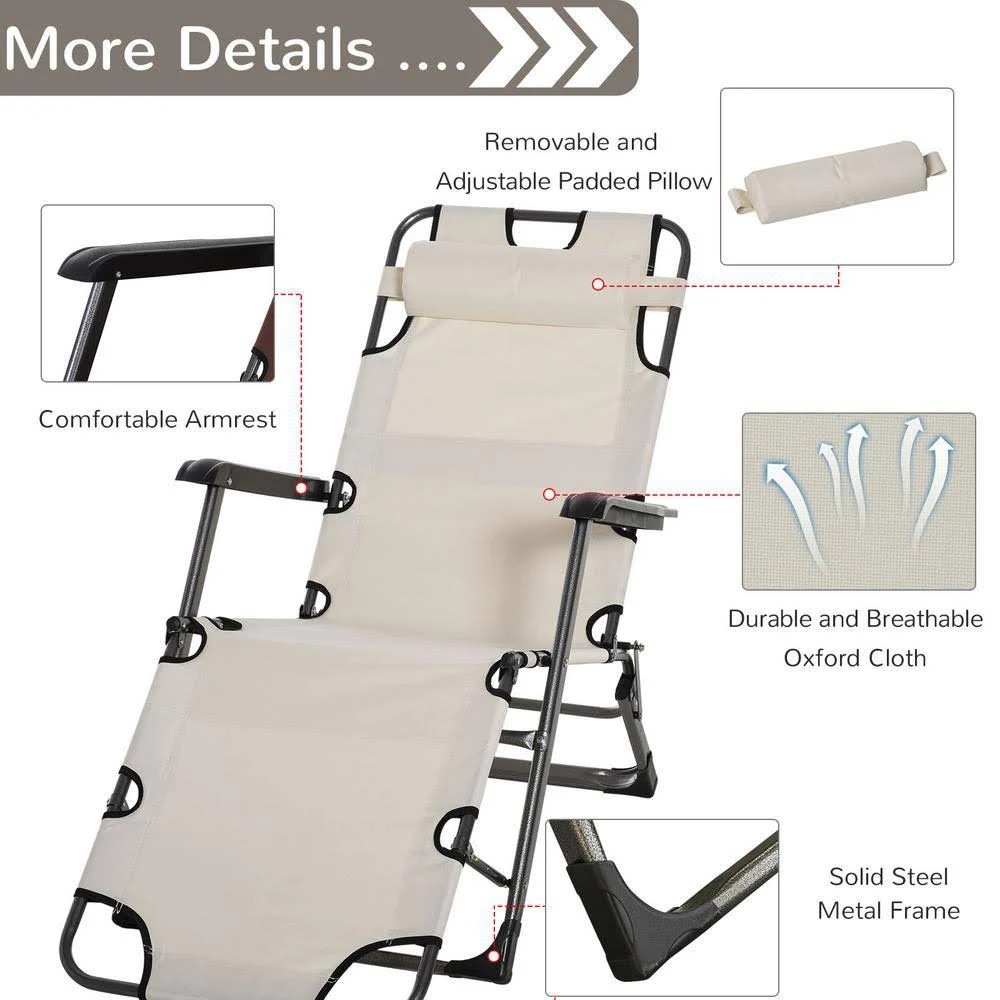 Outsunny Outdoor Folding Reclining Lounge Chairs Beach Patio Oxford
