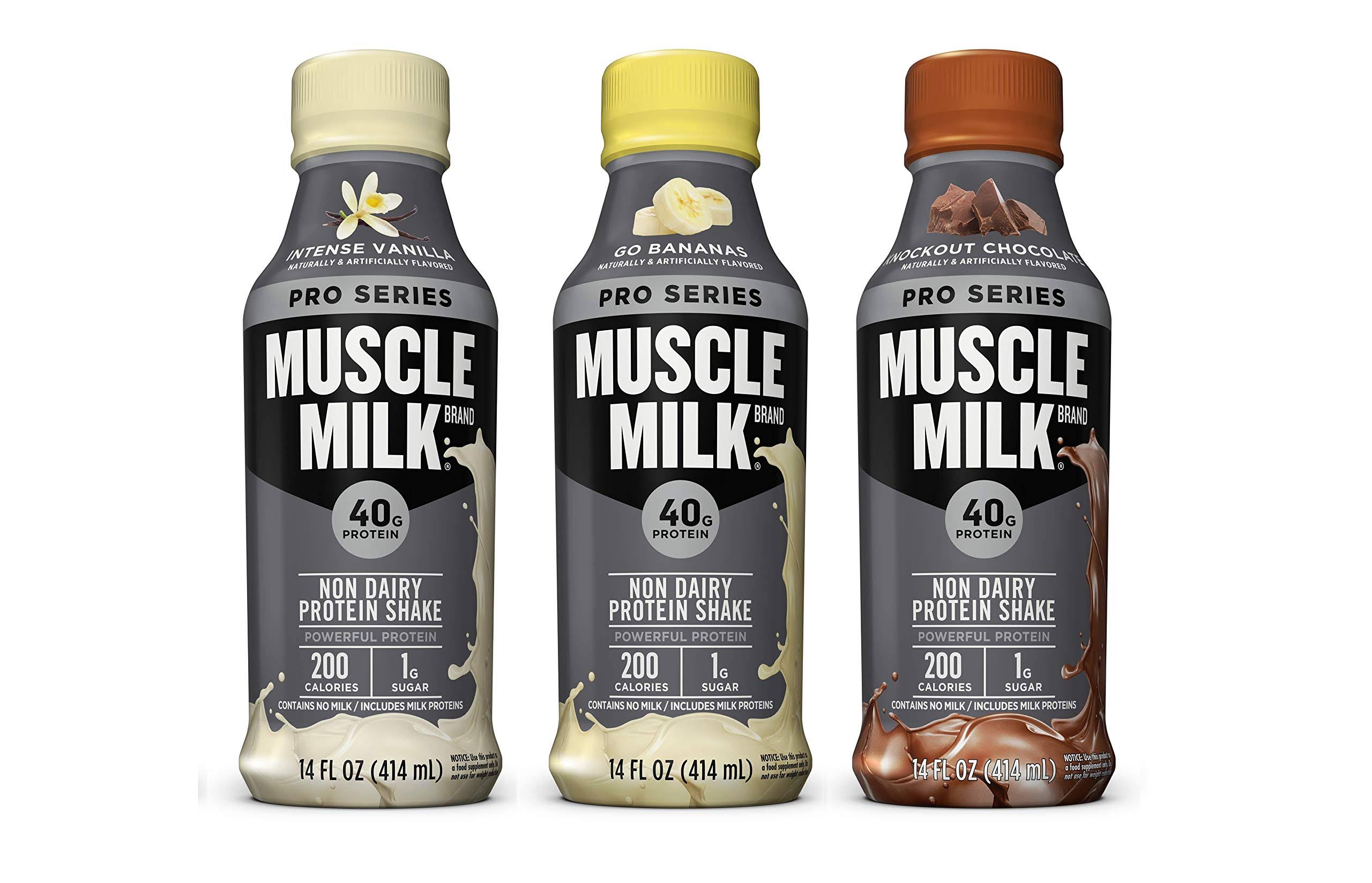 Muscle Milk Pro Series Non Dairy 40G Protein Shake, 3 Flavor Variety 12 ...