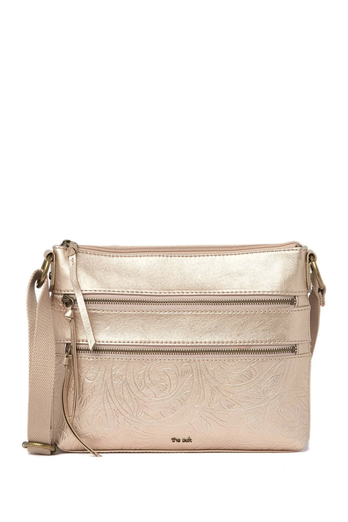 The Sak Reseda Leather Crossbody Nude Metallic Leaf WGL03