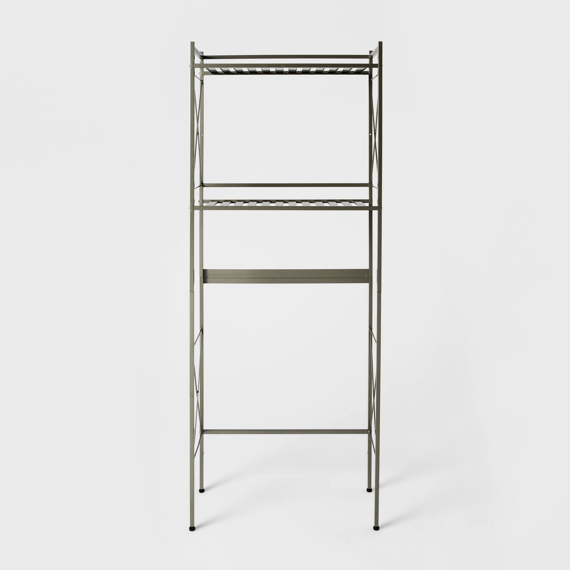 Threshold Square Tube Over The Toilet Etagere, Brushed Nickel