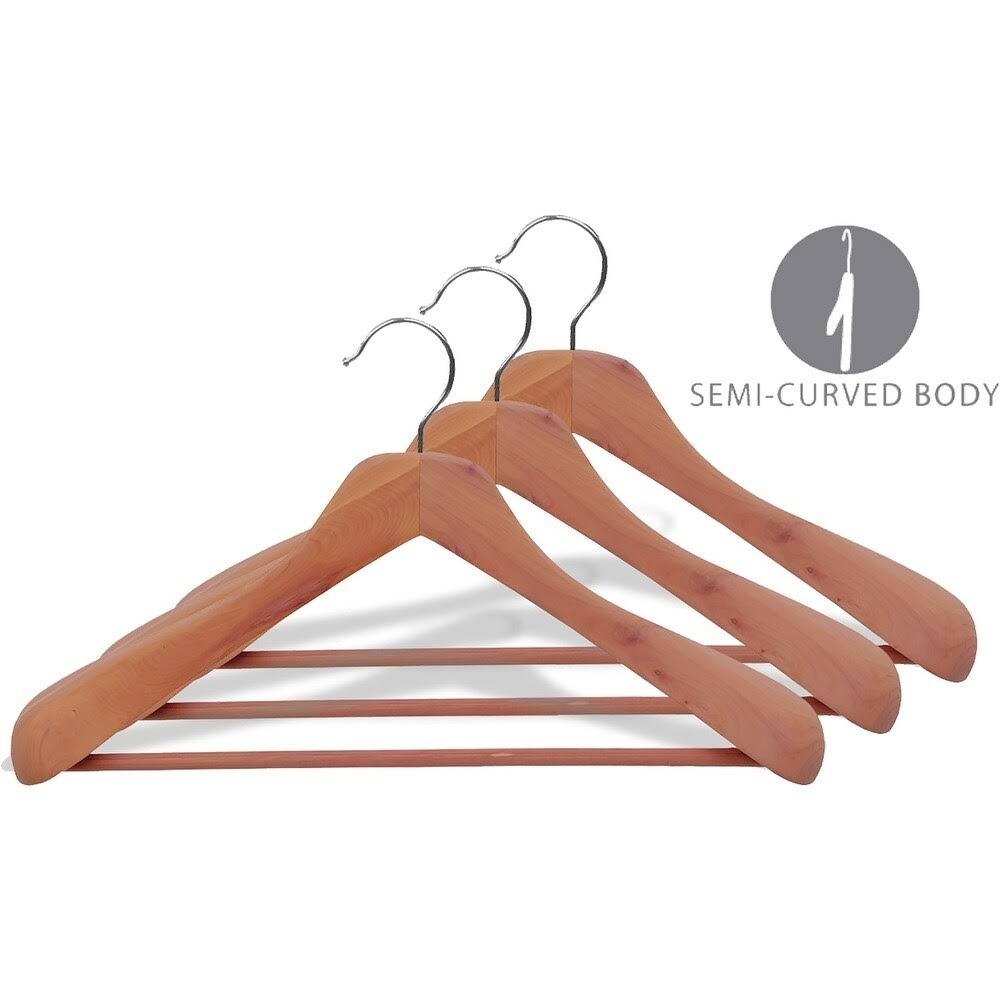 Deluxe Cedar Suit Hanger, Unfinished with Chrome Swivel Hook WGL03