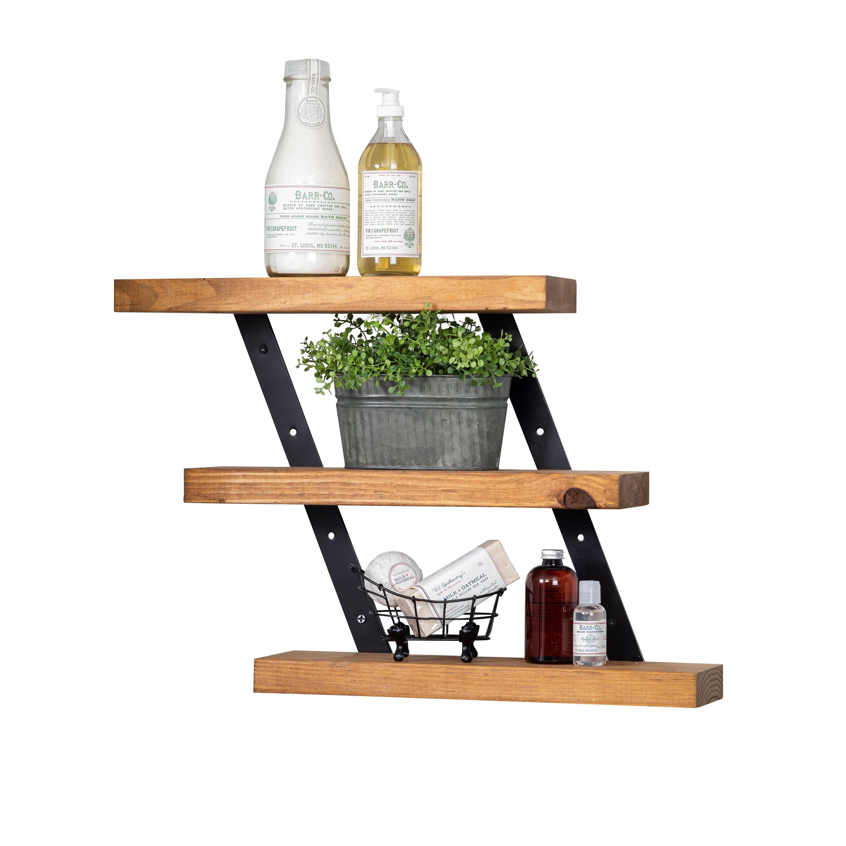 Del Hutson Designs Industrial Grace ThreeTier Floating Shelves Walnut WGL03