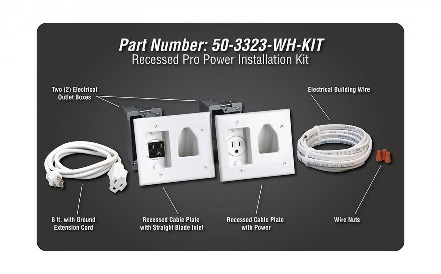 503323whkit Flat Panel TV Cable Organizer Kit with Power
