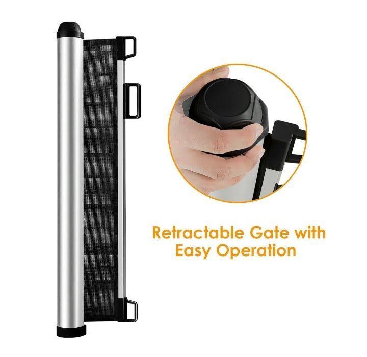 Costway Baby Retractable Mesh Gates Pets Safety Gate Easy Latch Indoor