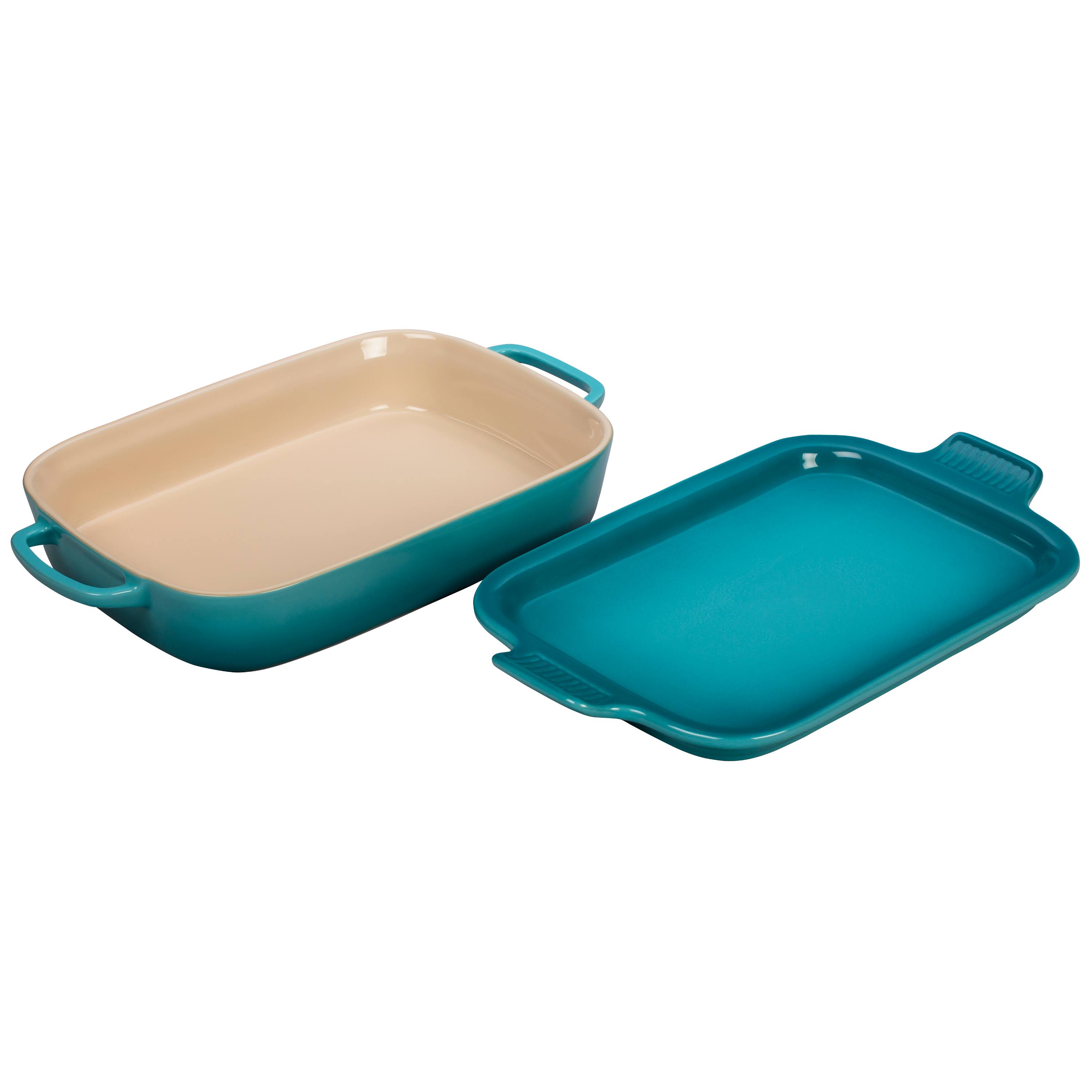 Le Creuset Rectangular Dish with Platter Lid Caribbean Stoneware WGL03