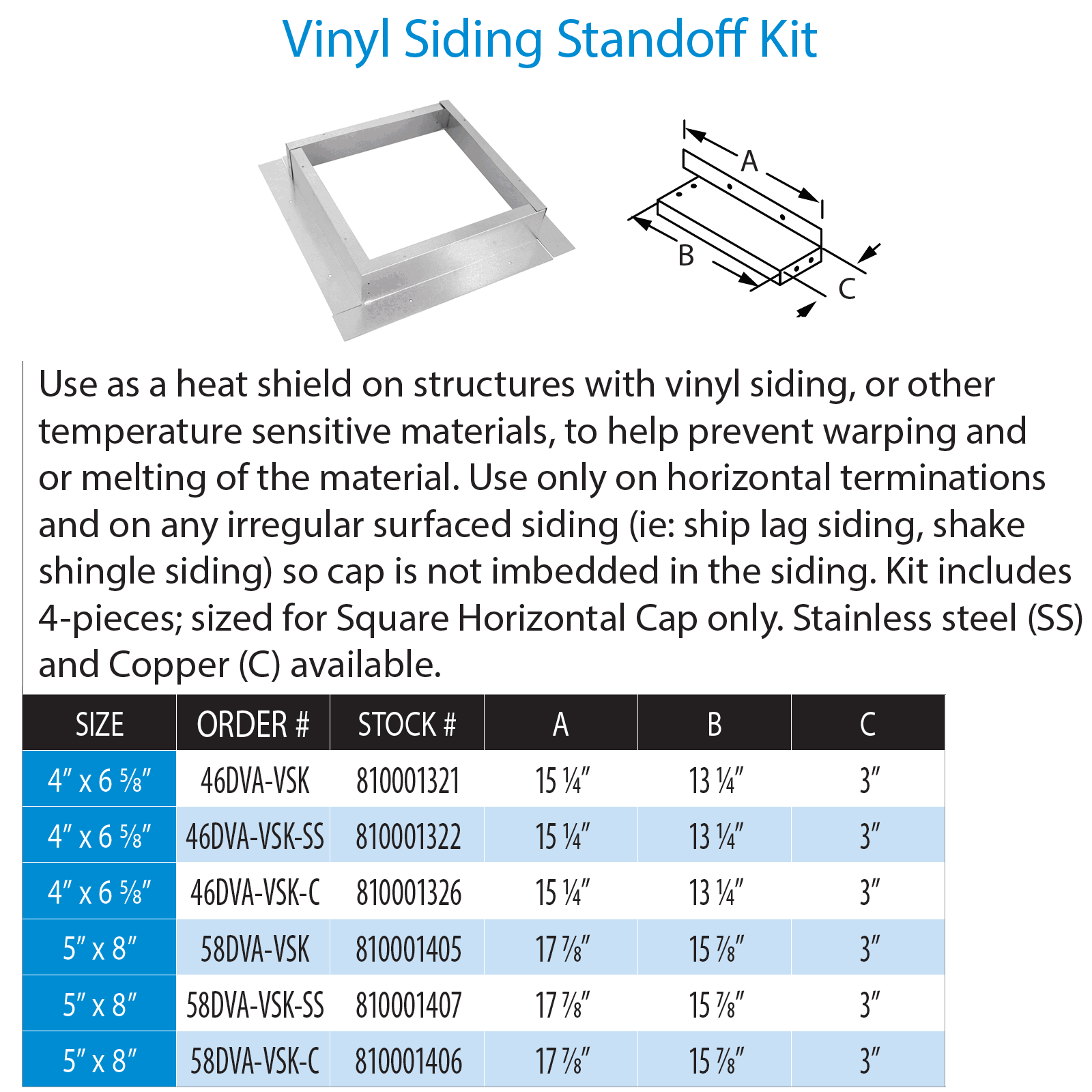 Dura Vent 46DVA-VSK 4 X 6 In. DirectVent Pro Vinyl Siding Standoff Kit ...