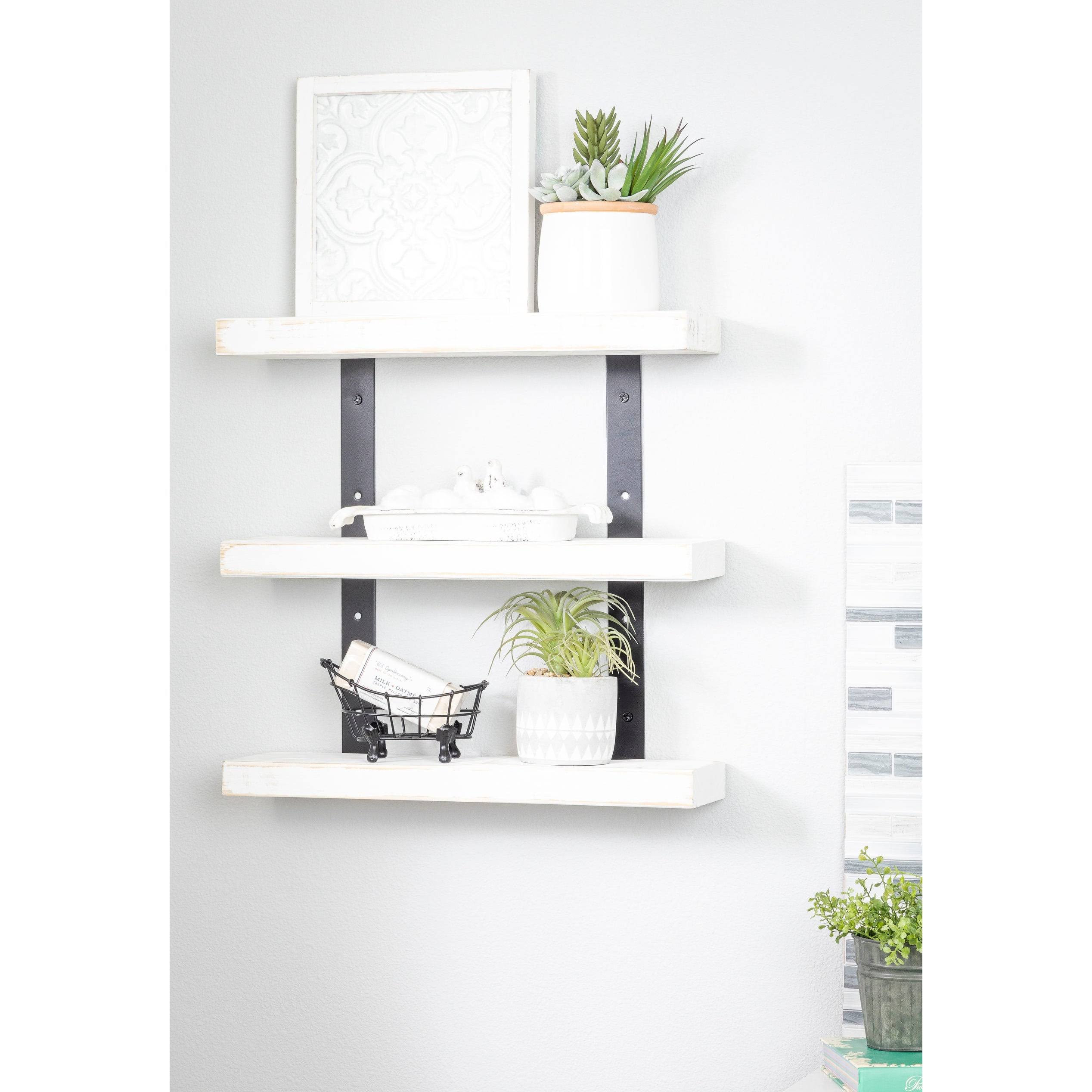 Del Hutson Designs Industrial Grace ThreeTier Floating Shelves Walnut WGL03