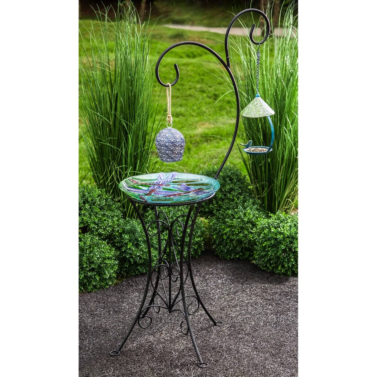 Decorative Metal Bird Bath Stand, Dual Shepherd&s Hook WGL03