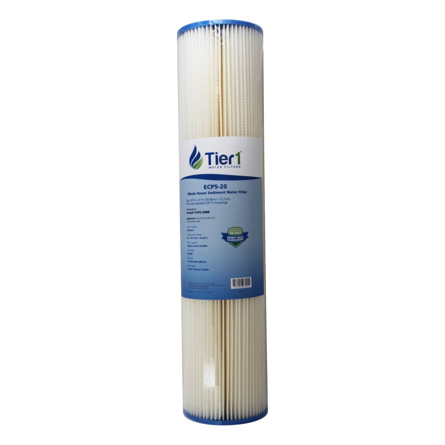 Tier1 ECP5-20BB 5 Micron 20 x 4.5 Pleated Cellulose Sediment Pentek ...