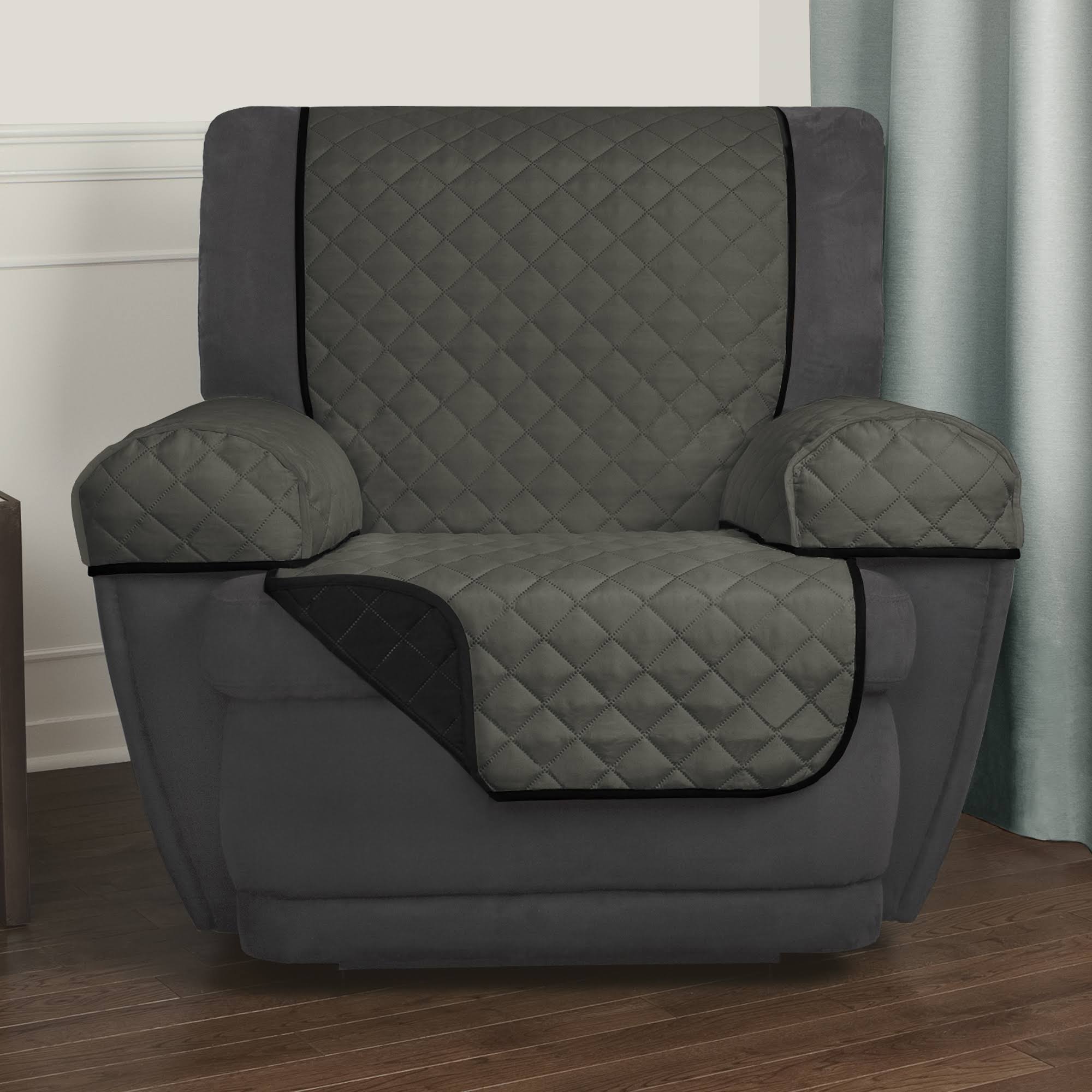 Maytex Reversible 3Piece Microfiber Recliner Pet Cover, Grey/Black