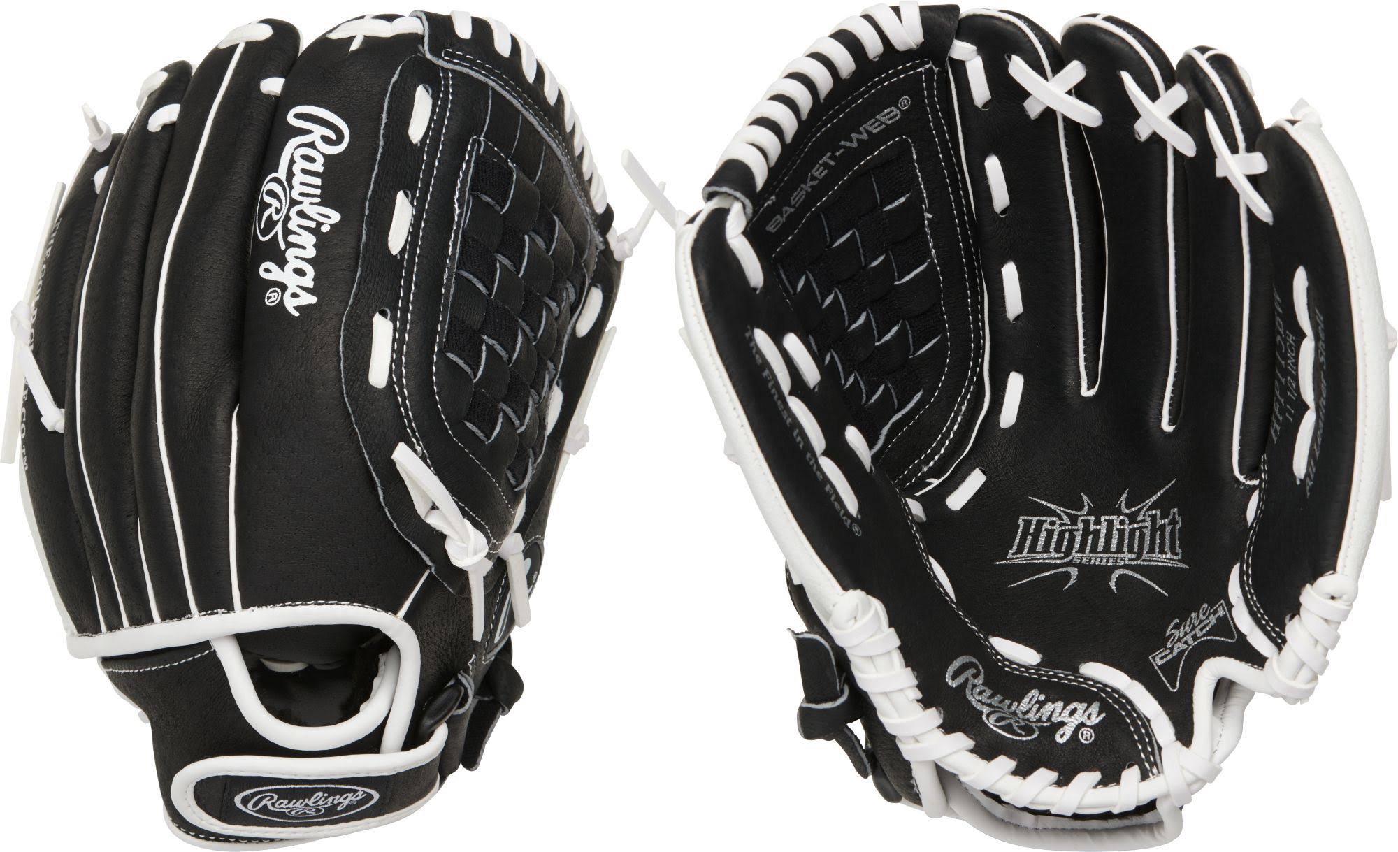 Rawlings 11.5&& Girls& Highlight Series Softball Glove, Black WGL03