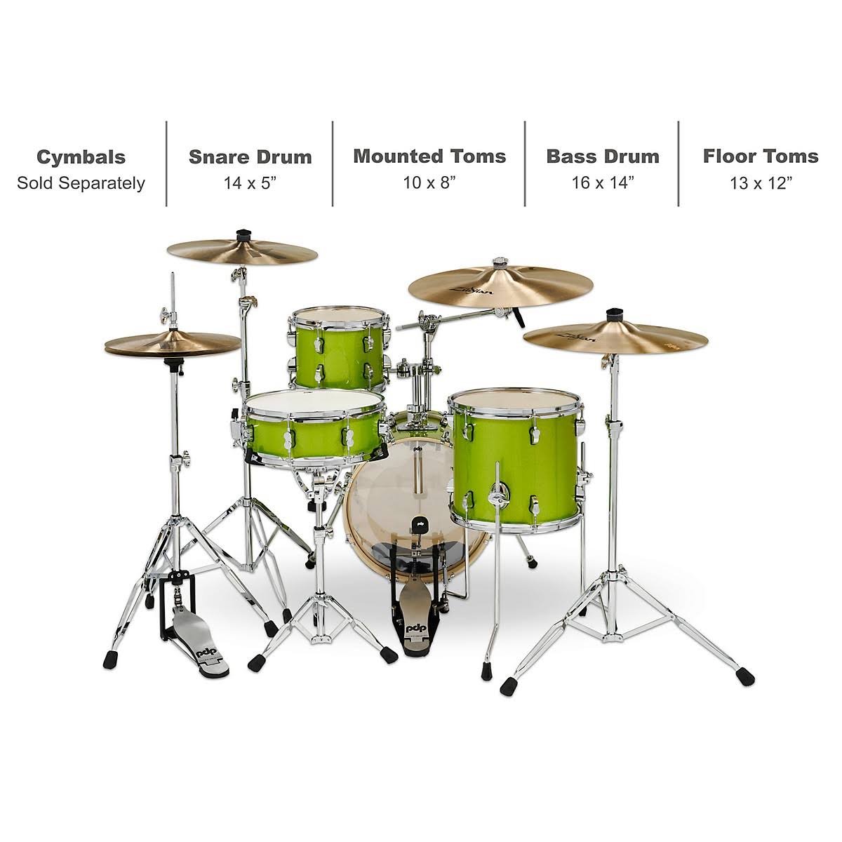 PDP New Yorker Shell Set Electric Green Sparkle | United Kingdom