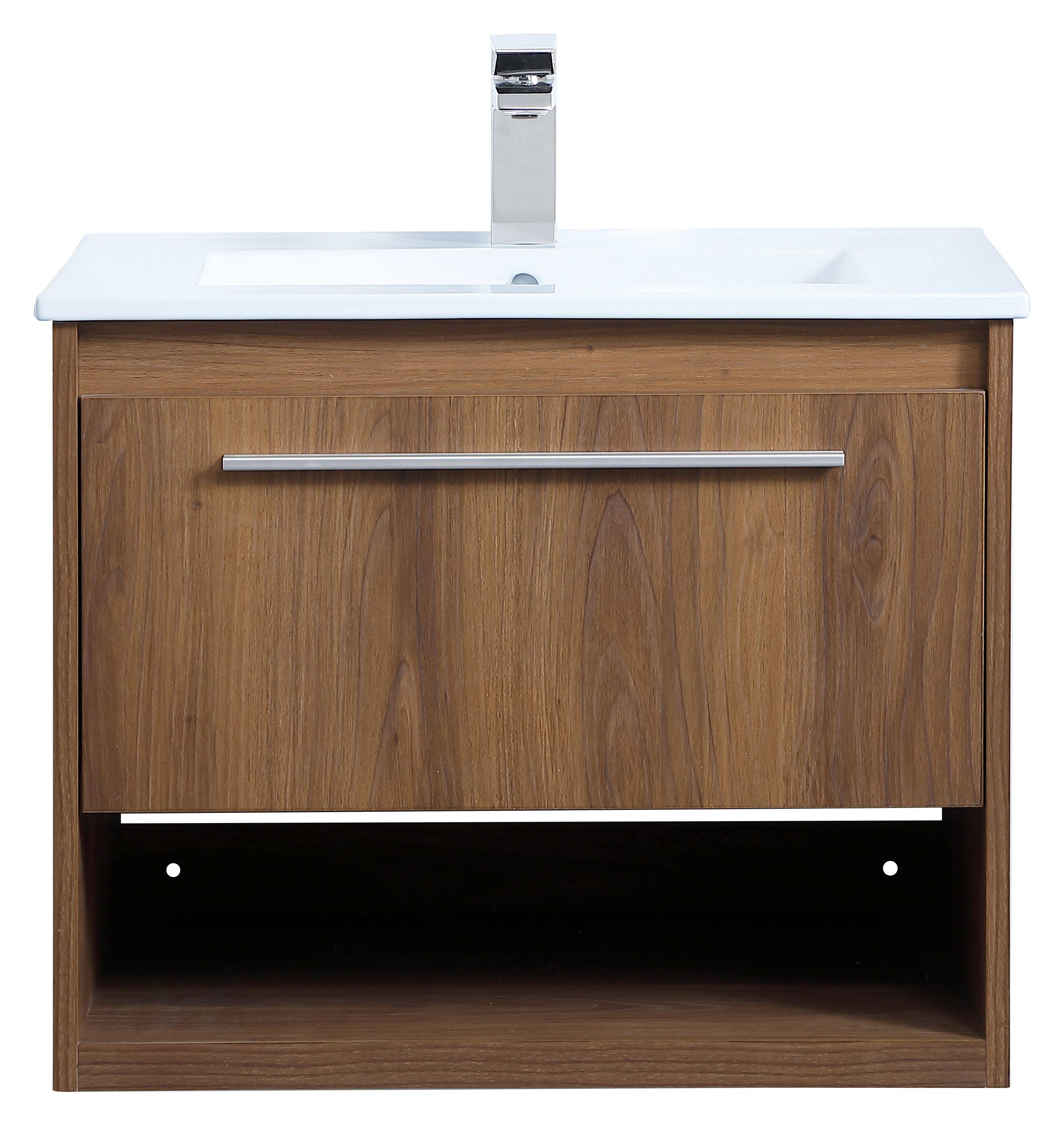 Elegant VF43024WB 24 inch Single Bathroom Floating Vanity in Walnut