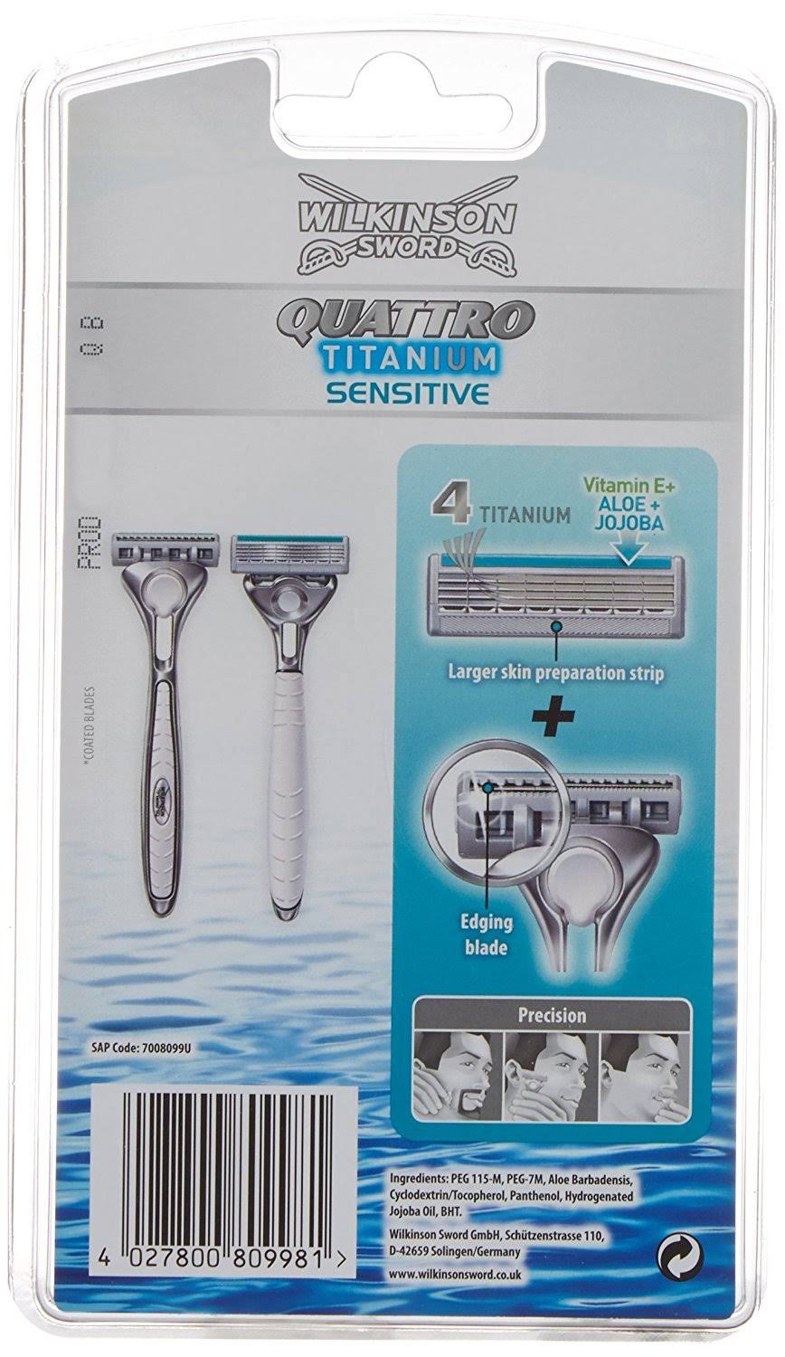 Wilkinson Sword Quattro Titanium Value Blades and Free Razor, Pack of 8 ...