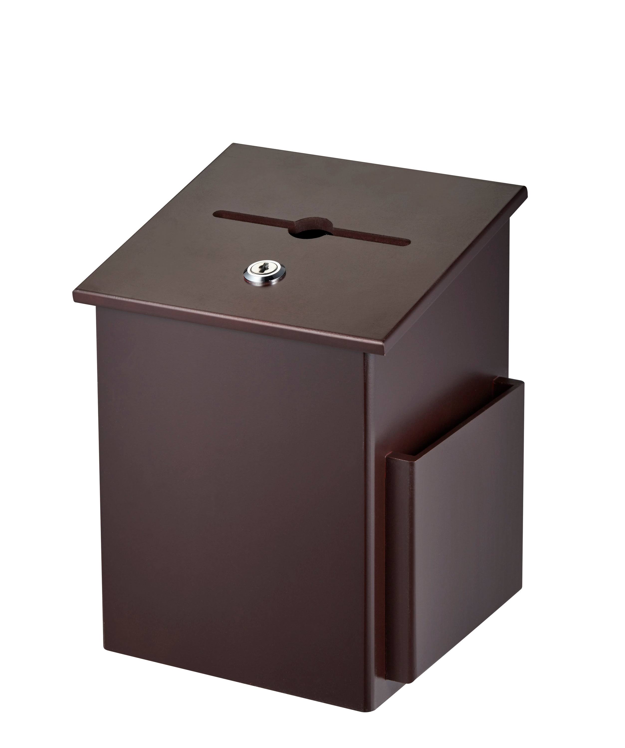 AdirOffice Squared Wood Suggestion Box Mahogany WGL03