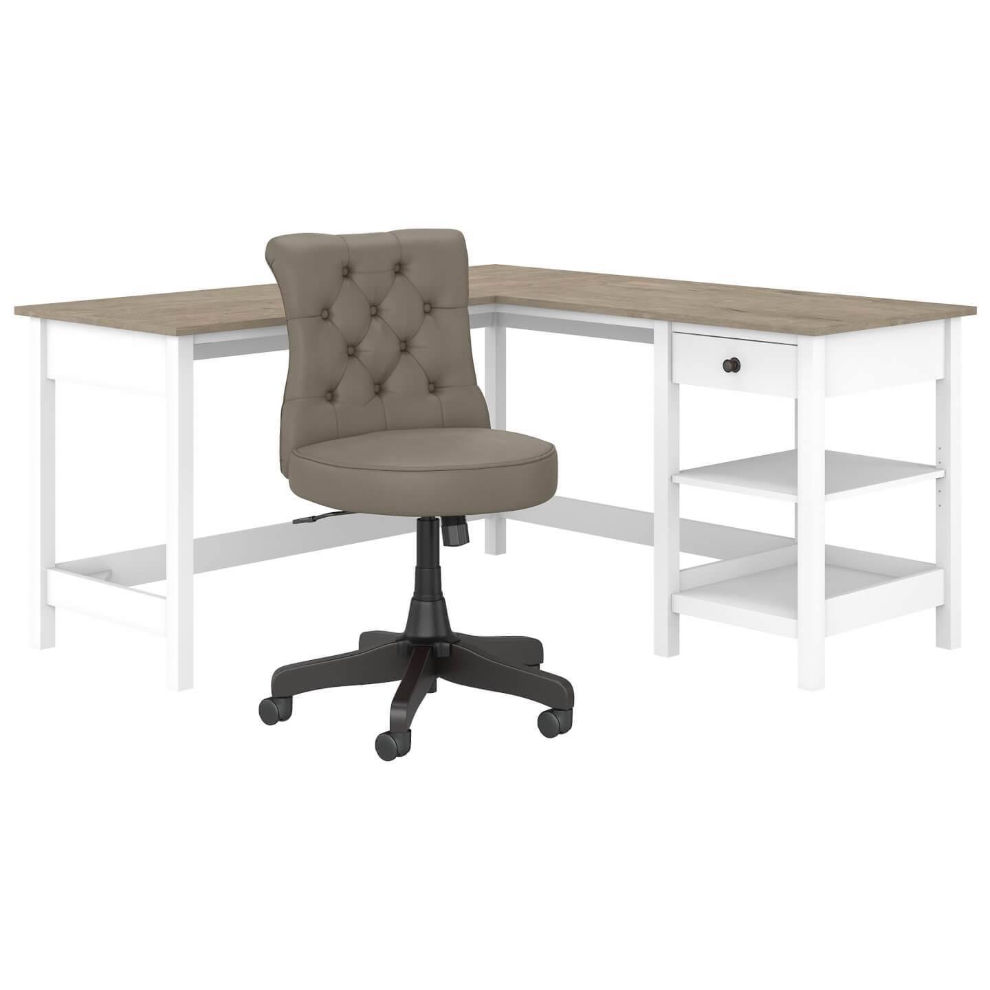 Bush Furniture Mayfield 60W L Shaped Computer Desk with Storage and Mid