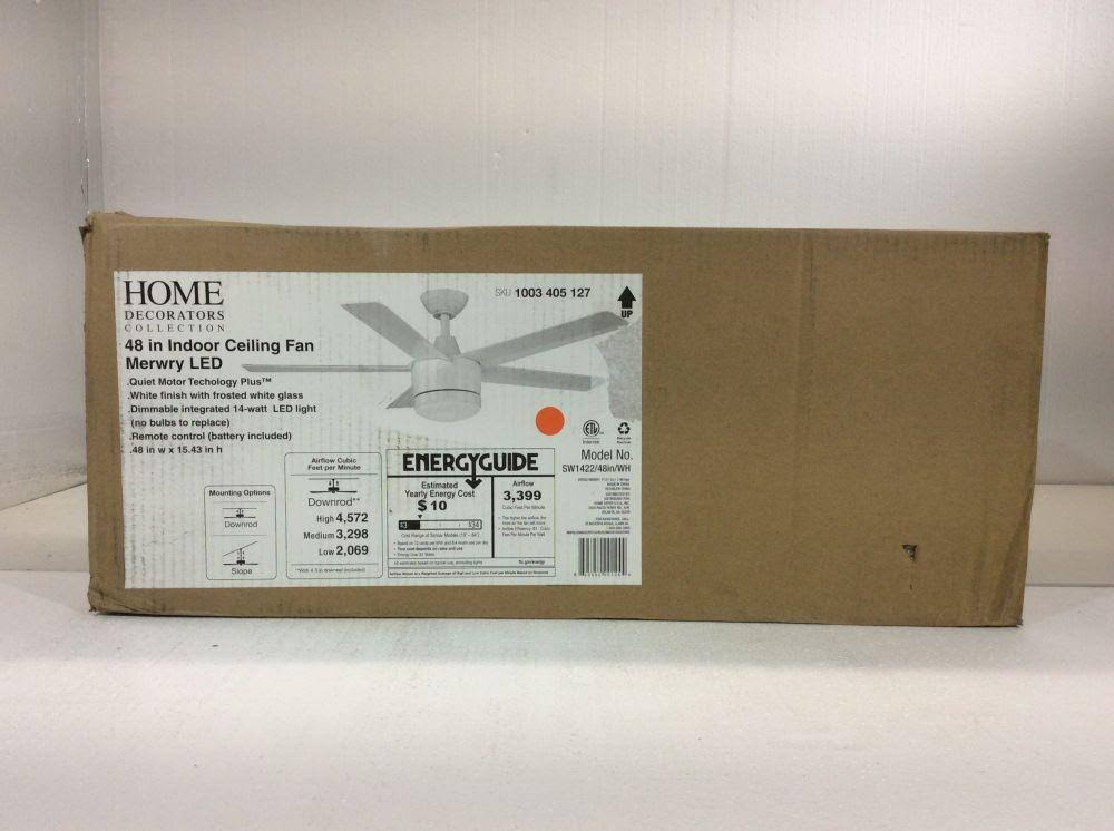 Ceiling Fan Merwry 48in Integrated LED Indoor White Light Kit Remote