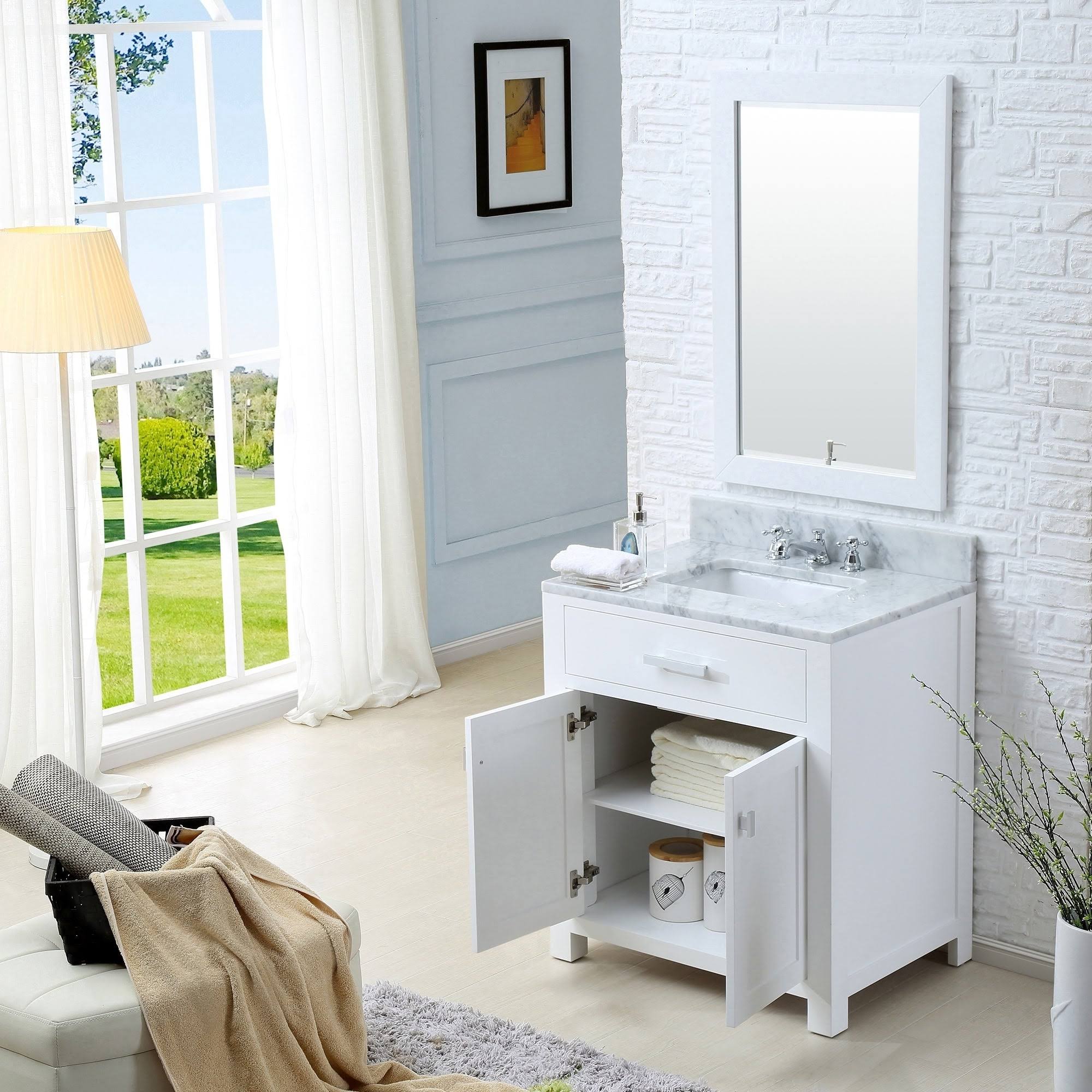 Water Creation Madison 30x22 Pure White Single Sink Bathroom Vanity ...