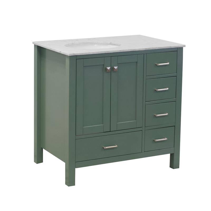 Horizon 36x22 Bathroom Vanity with Carrara Stone Top in Sage