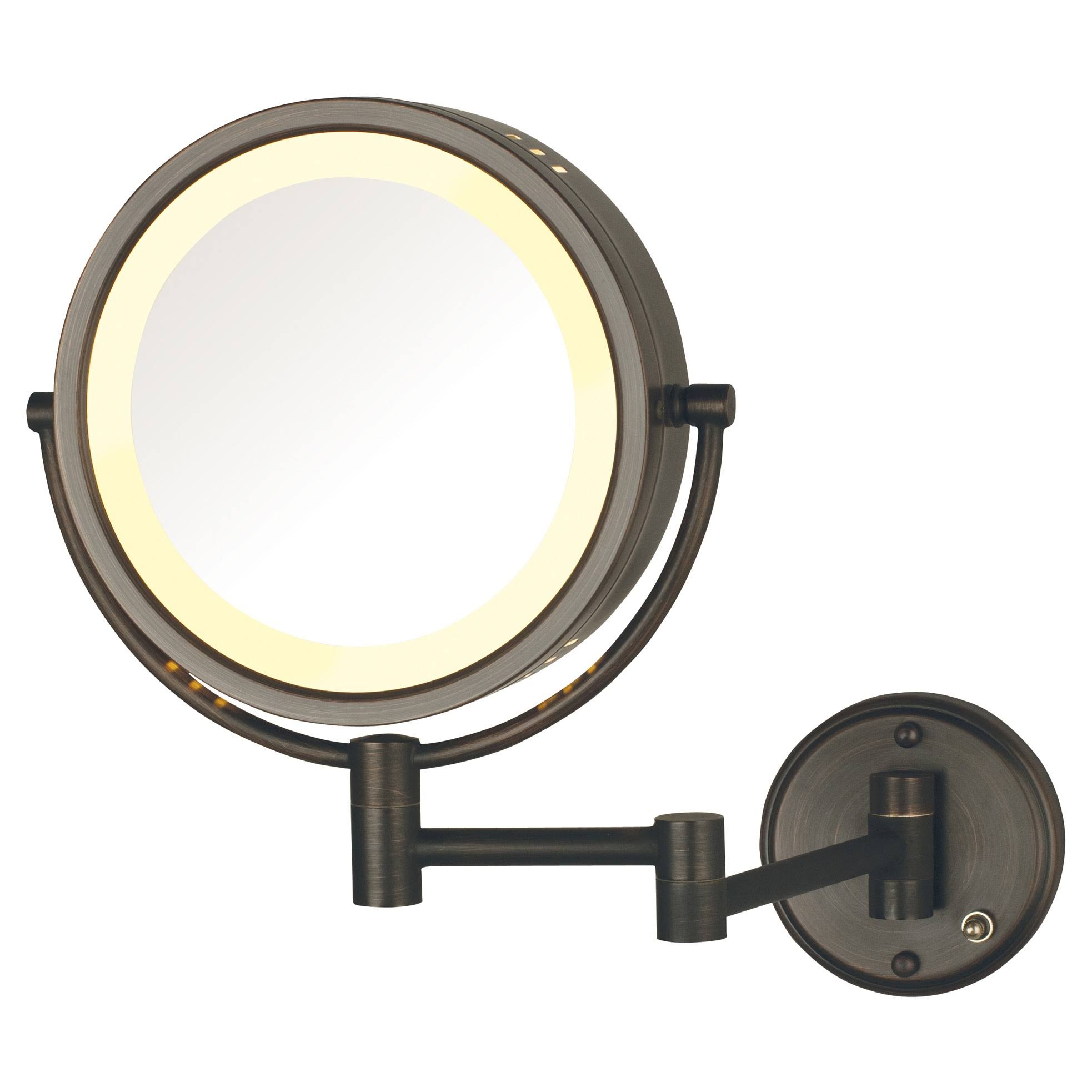 Jerdon HL75BZD 8.5Inch Lighted Direct Wire Wall Mount Makeup Mirror