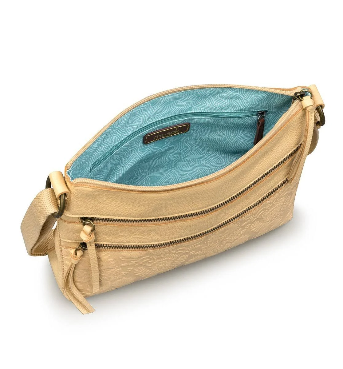 The Sak Reseda Leather Crossbody Nude Metallic Leaf WGL03