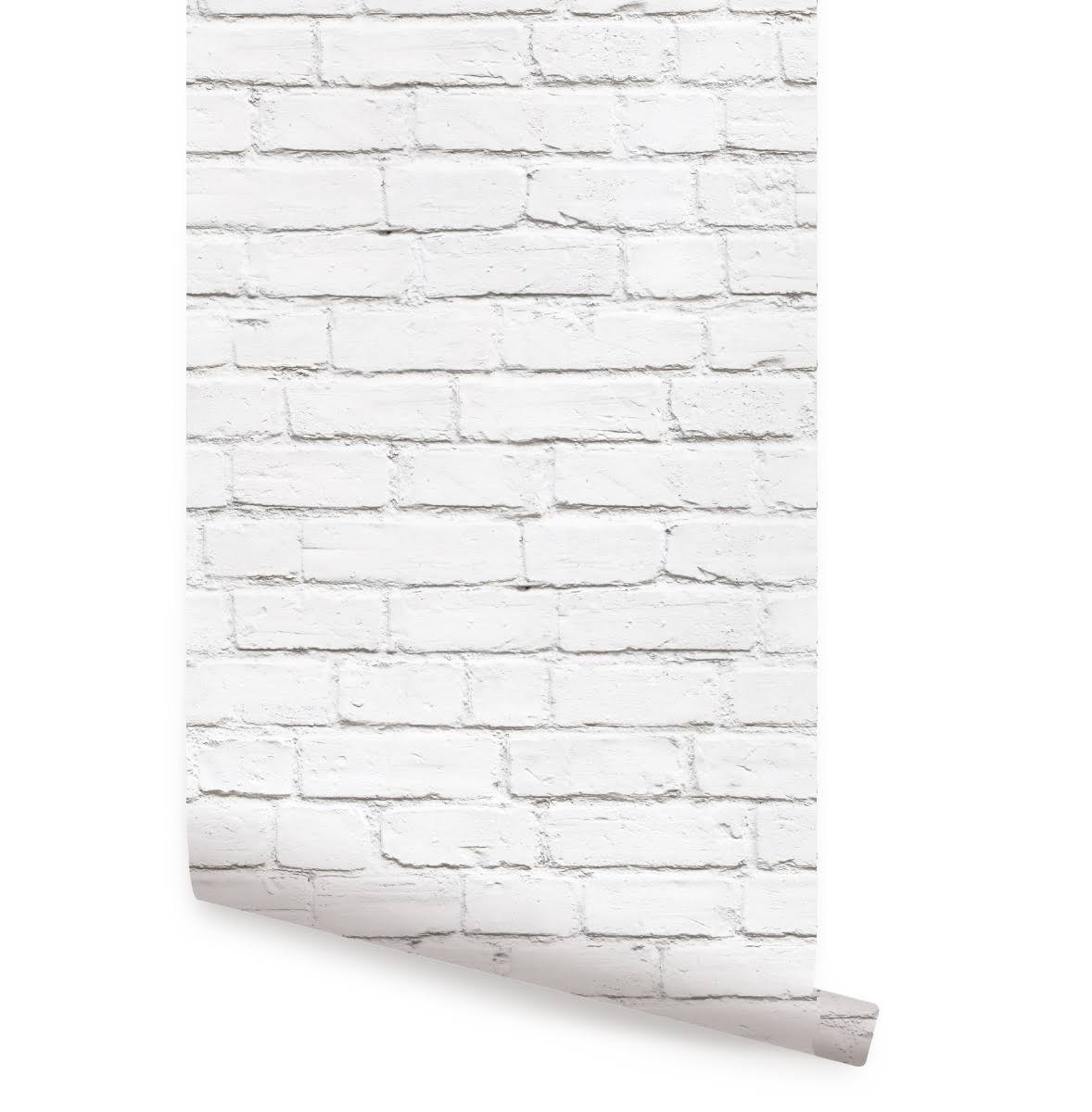 Simple Shapes White Brick Peel and Stick Wallpaper White