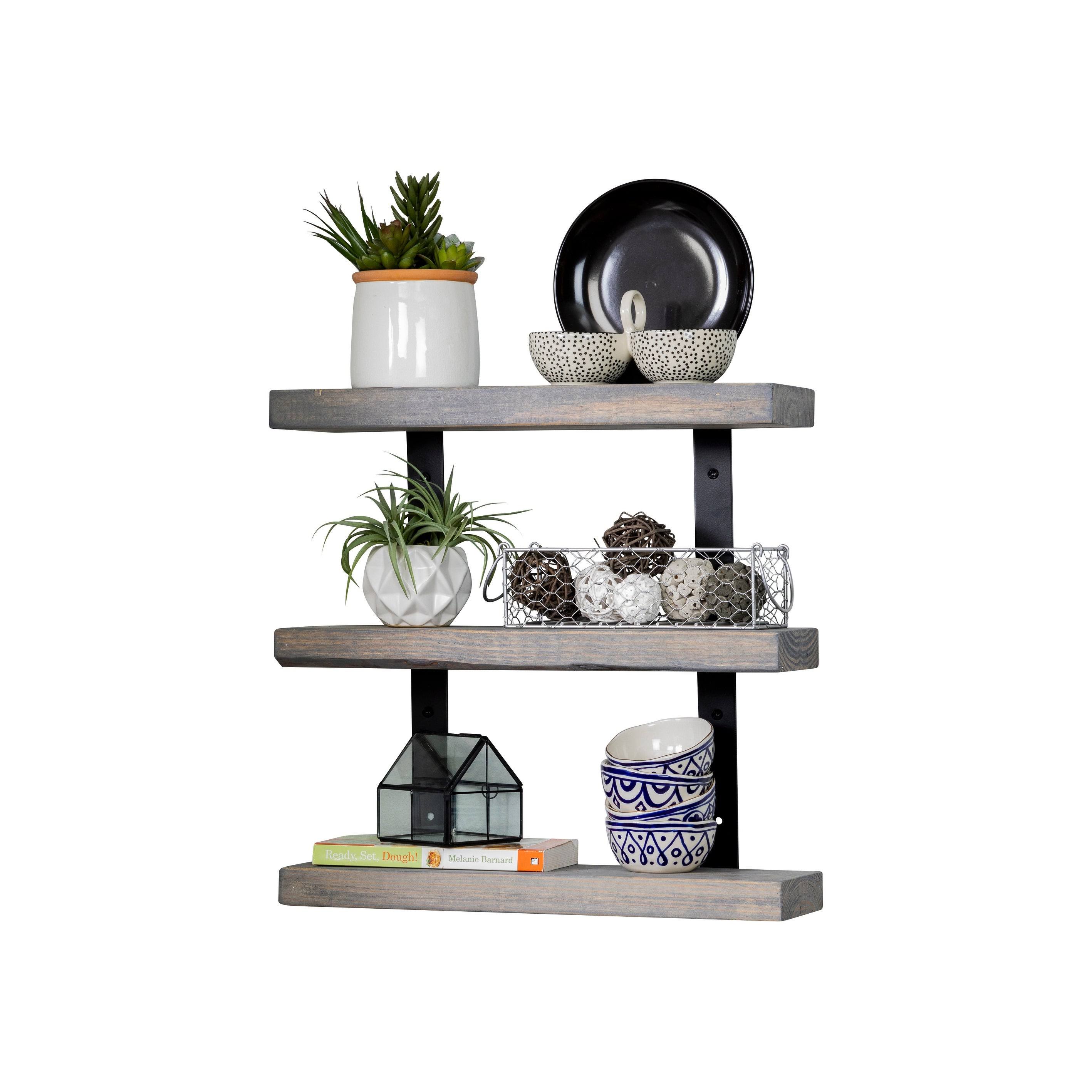 Del Hutson Designs Industrial Grace ThreeTier Floating Shelves Walnut WGL03