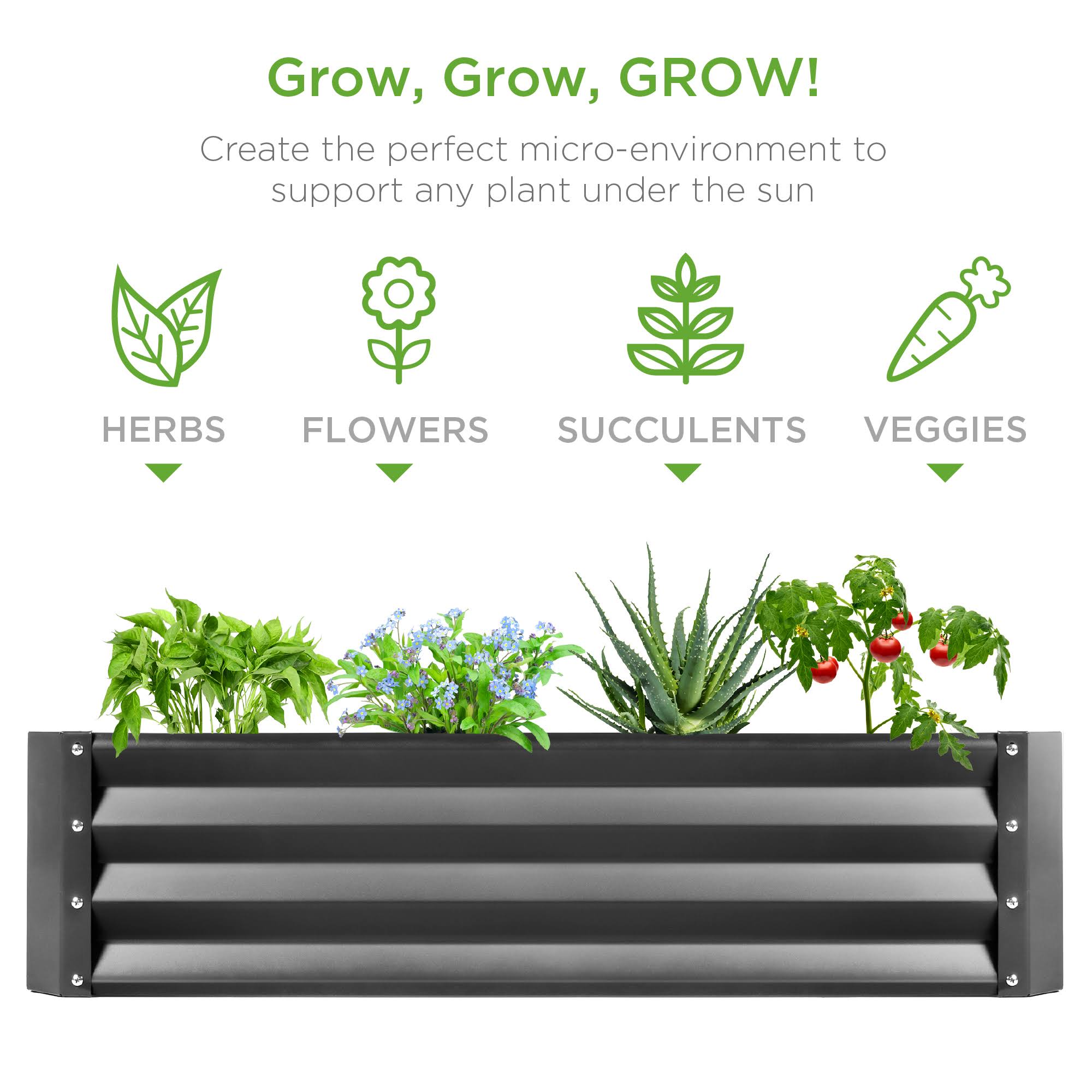 Best Choice Products 6x3x1ft Outdoor Metal Raised Garden Bed for