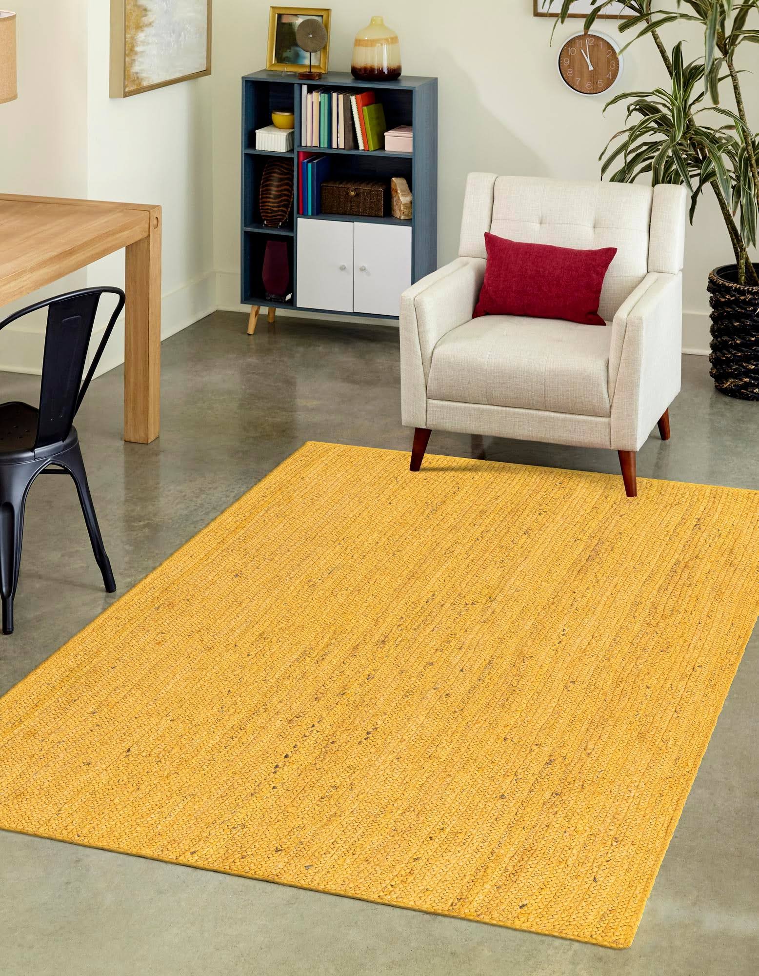 Braided Jute 9x12 Yellow Large Area Rug WGL03