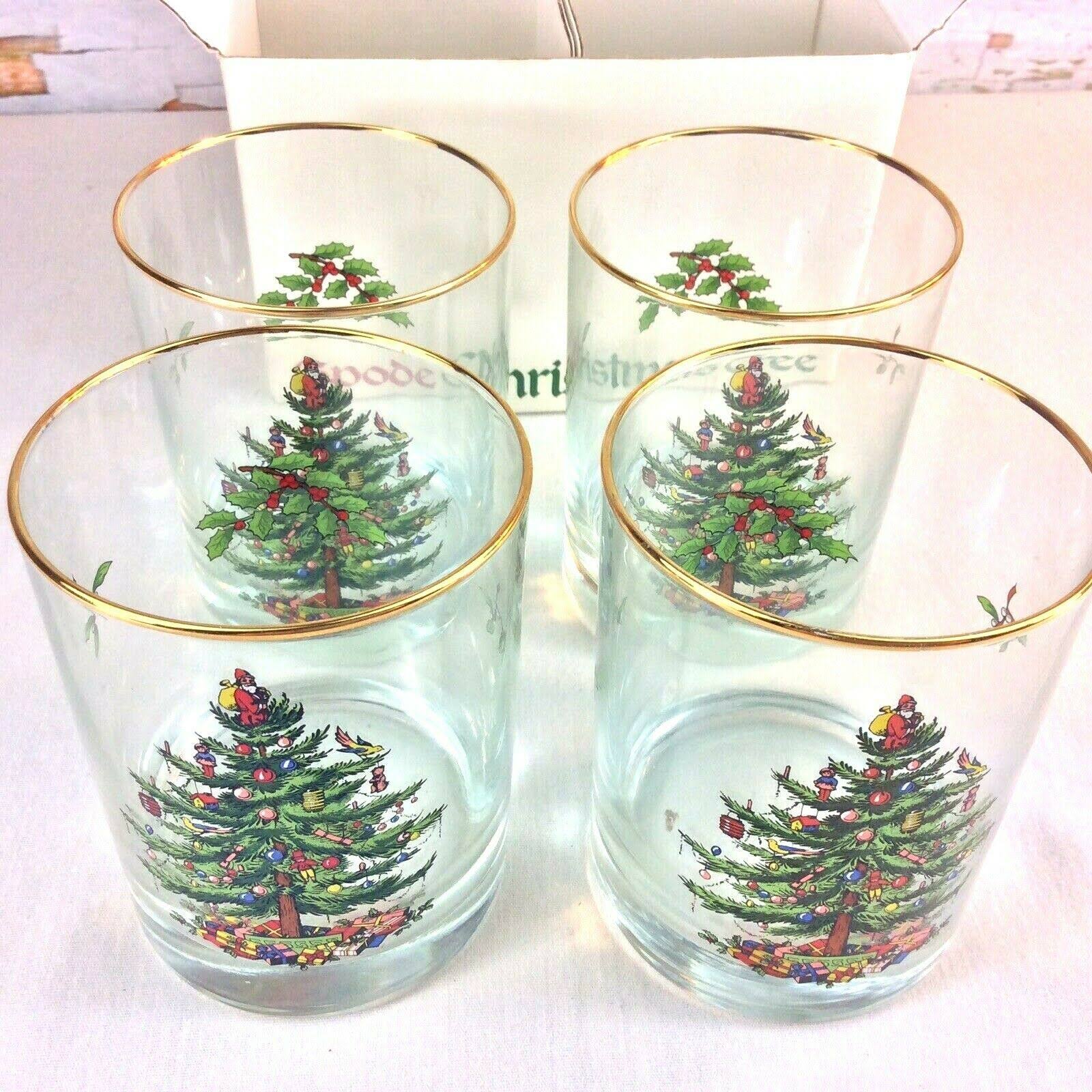 Spode Christmas Tree Double OldFashioned Glasses Set of 4 Green WGL03