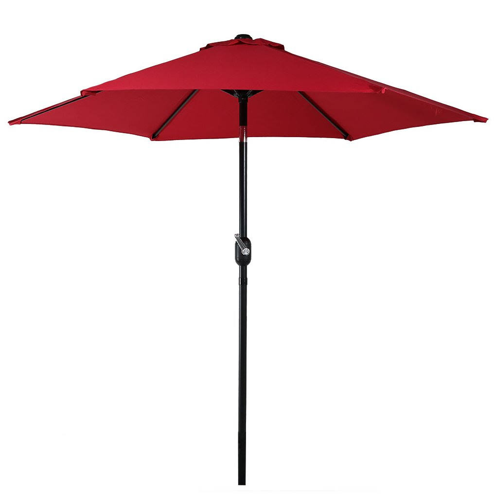 Sunnydaze Aluminum 7.5 Foot Patio Umbrella with Tilt u0026 Crank, Red