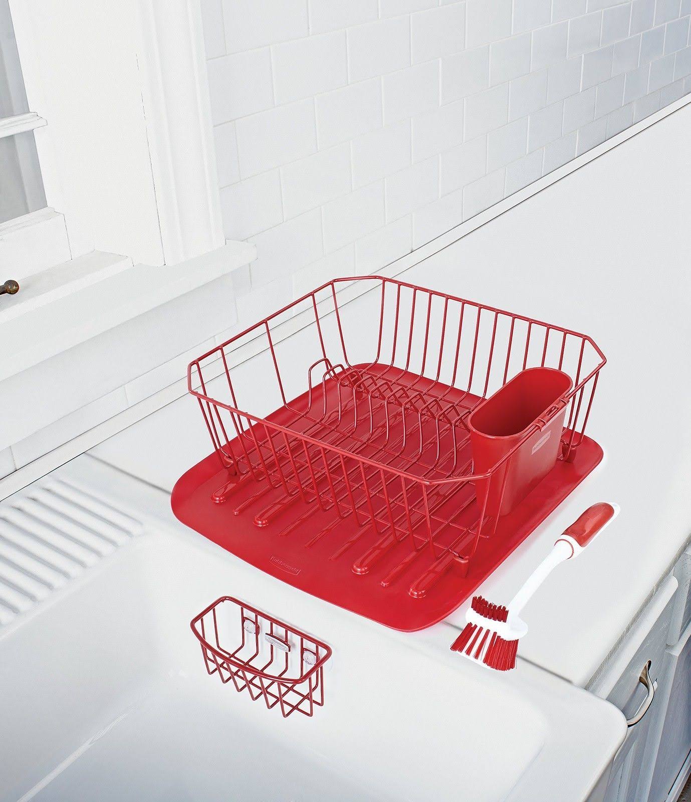 Rubbermaid 4Piece Dish Rack Sinkware Set Red WGL03