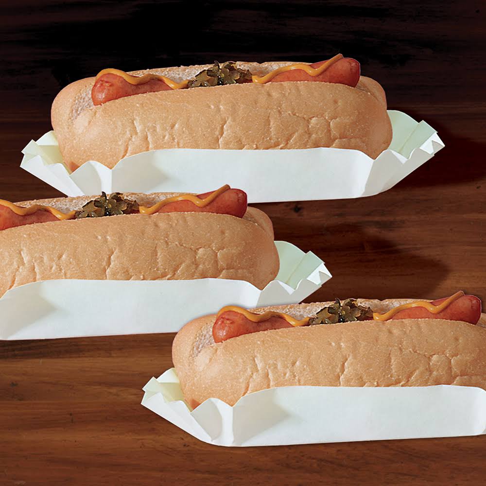 Hoffmaster BLHDMWSP 6x22 White Medium Weight Fluted Hot Dog Tray WGL03